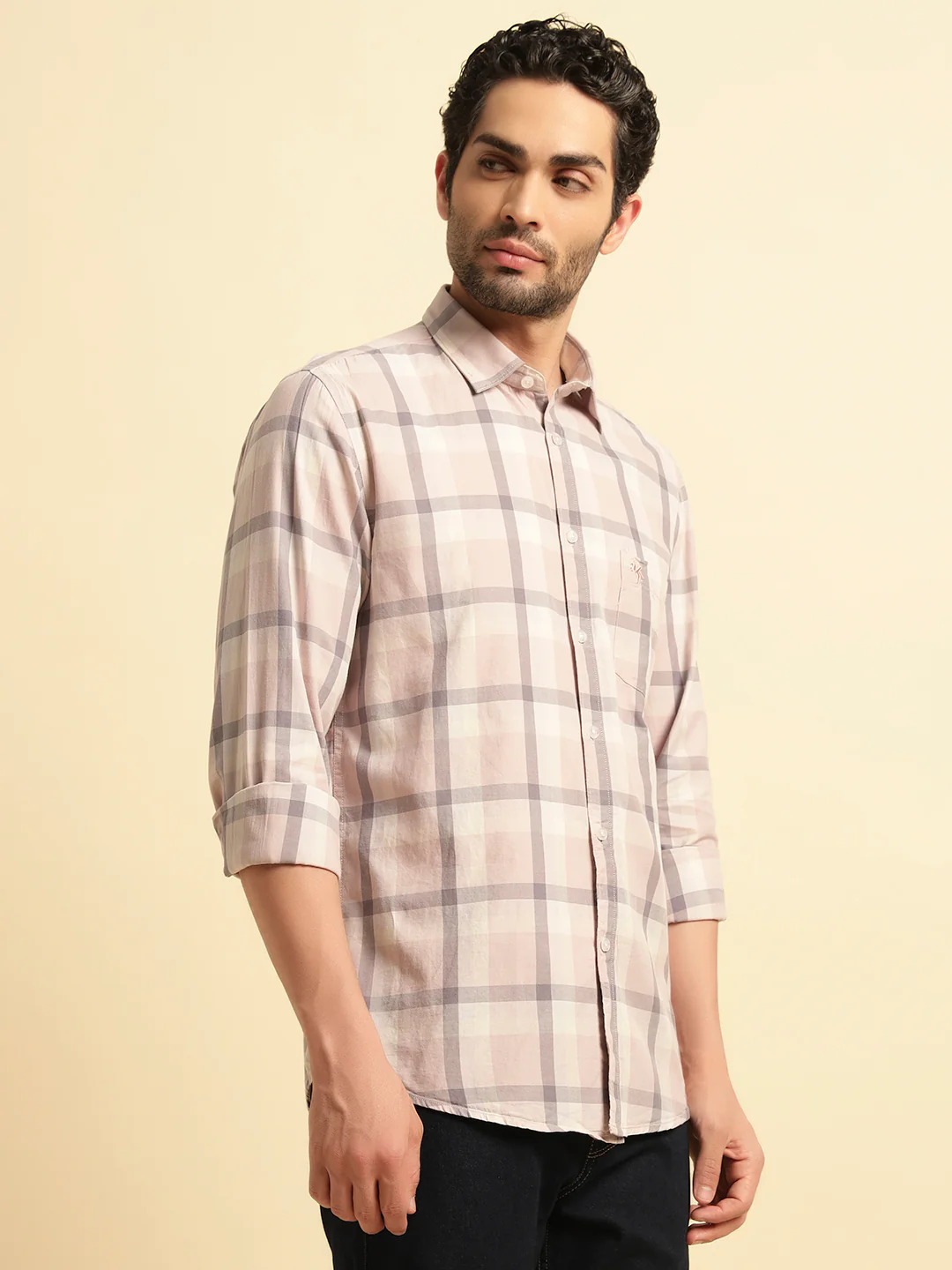 Casual Shirt for Men | Breathable & Soft with Color Fastness Regular Fit Spread Collar Neck Cotton Fabric Checkered Pattern - Image 3