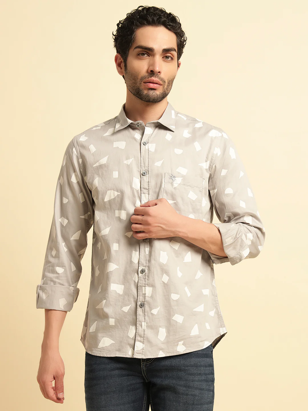 Casual Shirt for Men | Breathable & Soft with Color Fastness Regular Fit Spread Collar Neck Cotton Fabric Printed Pattern - Image 2