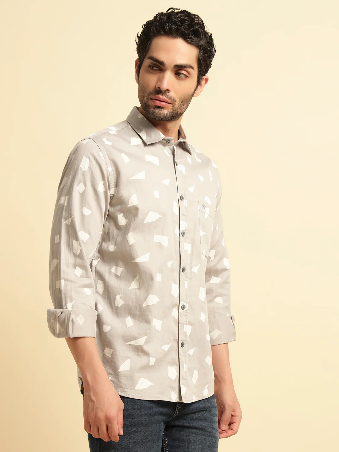 Casual Shirt for Men | Breathable & Soft with Color Fastness Regular Fit Spread Collar Neck Cotton Fabric Printed Pattern - Image 3