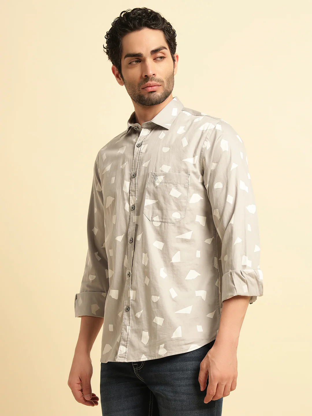 Casual Shirt for Men | Breathable & Soft with Color Fastness Regular Fit Spread Collar Neck Cotton Fabric Printed Pattern - Image 4