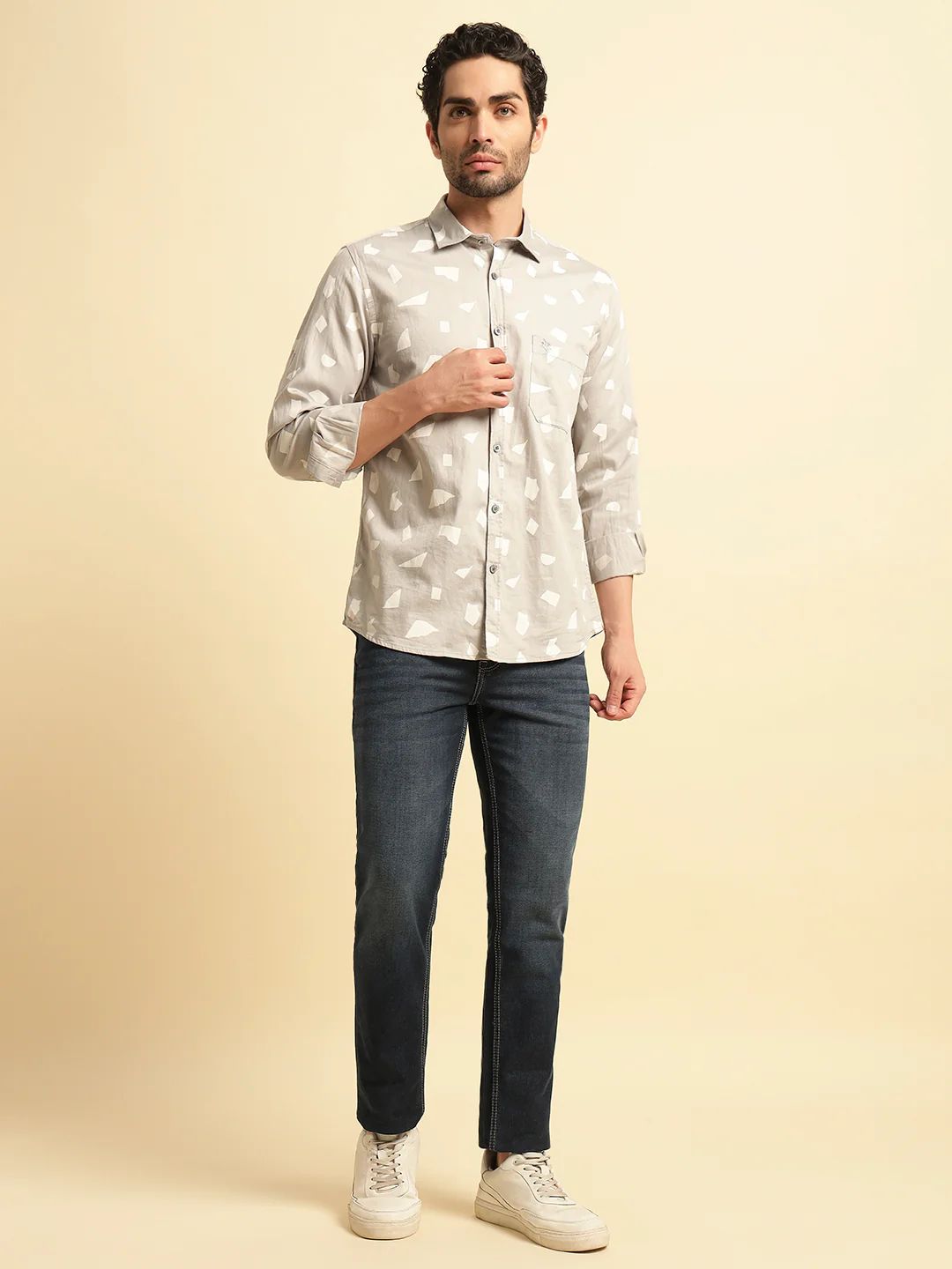 Casual Shirt for Men | Breathable & Soft with Color Fastness Regular Fit Spread Collar Neck Cotton Fabric Printed Pattern - Image 5