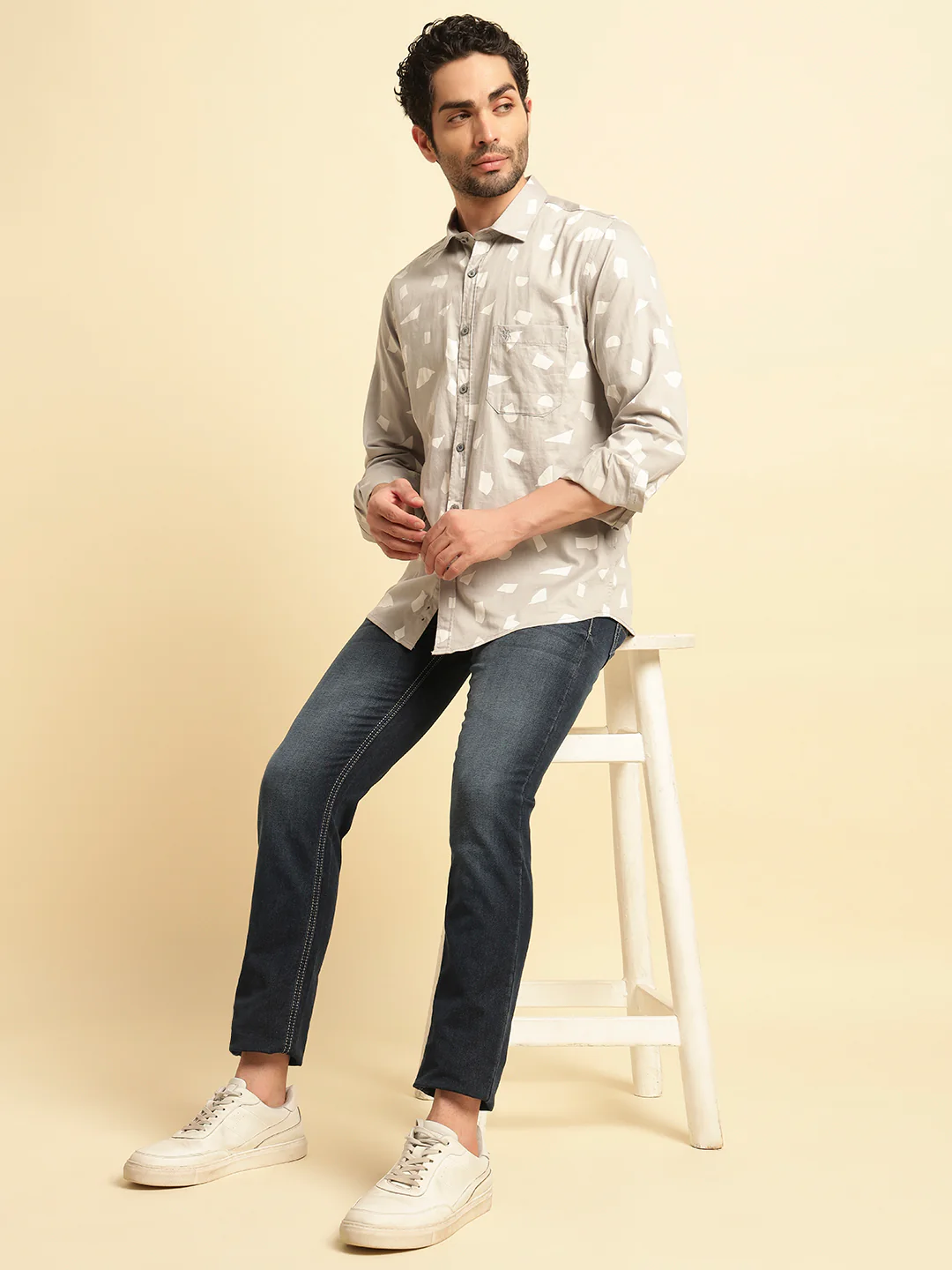 Casual Shirt for Men | Breathable & Soft with Color Fastness Regular Fit Spread Collar Neck Cotton Fabric Printed Pattern - Image 8