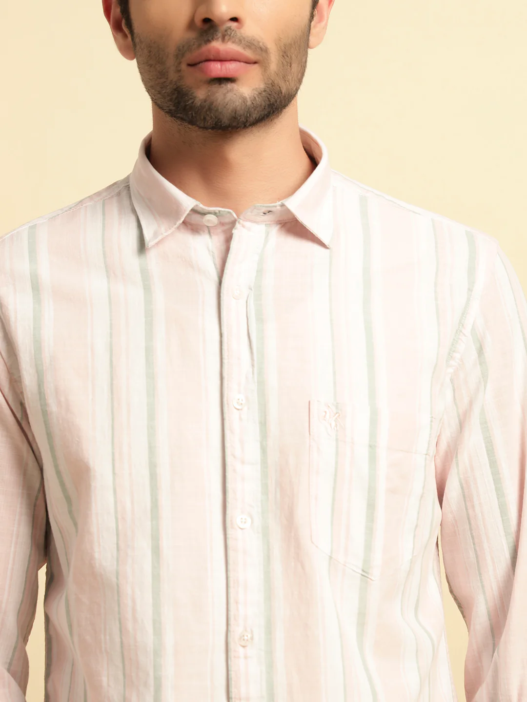 Casual Shirt for Men | Breathable & Soft with Color Fastness Regular Fit Spread Collar Neck Cotton Fabric Striped Pattern - Image 6