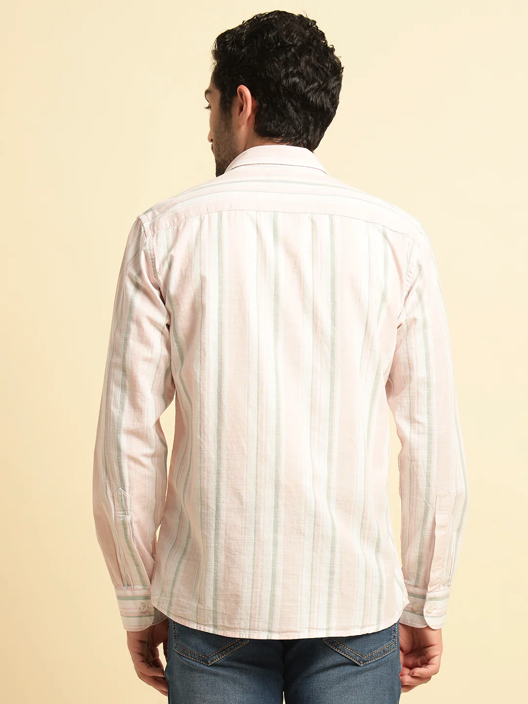 Casual Shirt for Men | Breathable & Soft with Color Fastness Regular Fit Spread Collar Neck Cotton Fabric Striped Pattern - Image 7
