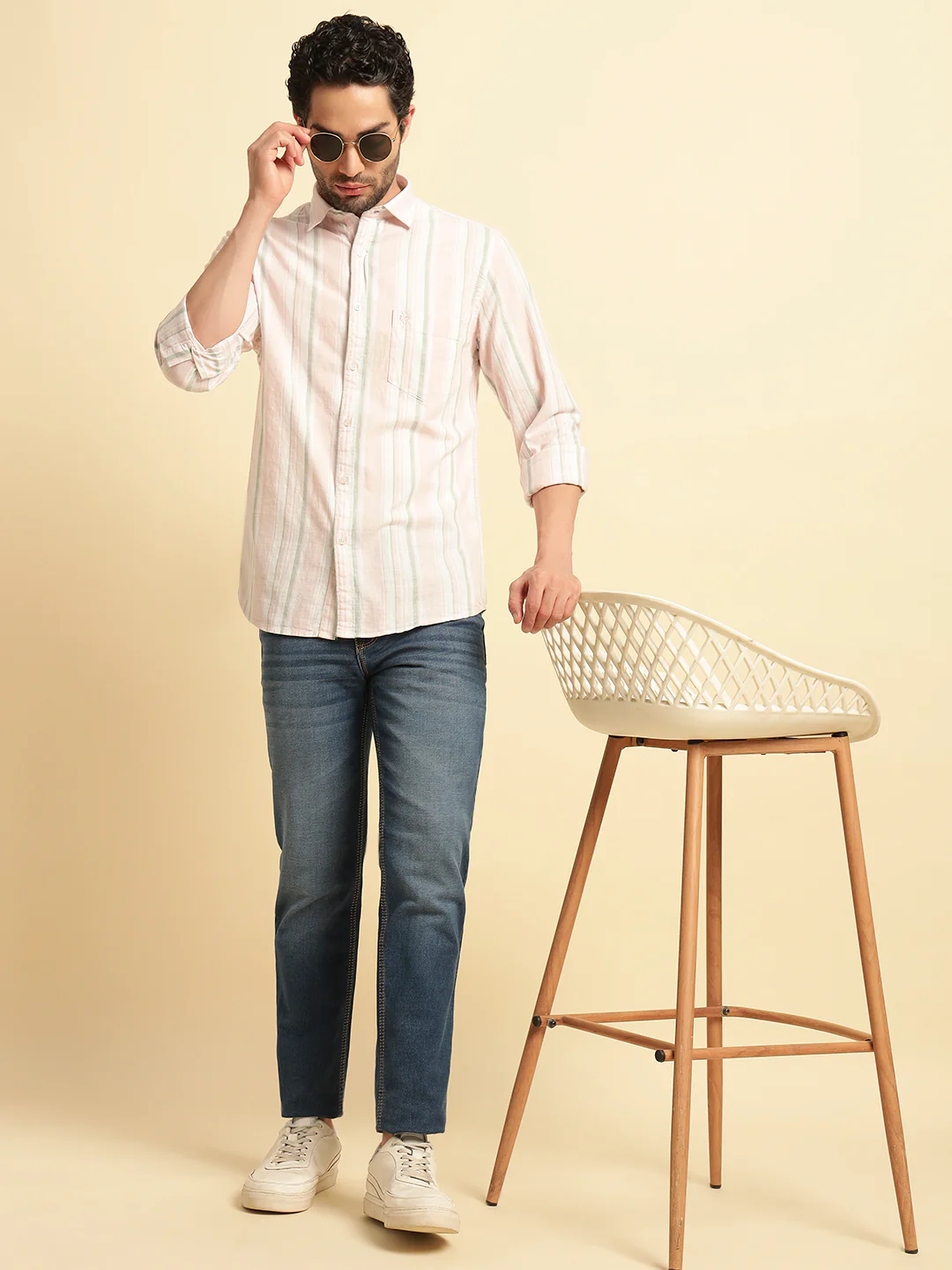 Casual Shirt for Men | Breathable & Soft with Color Fastness Regular Fit Spread Collar Neck Cotton Fabric Striped Pattern - Image 8