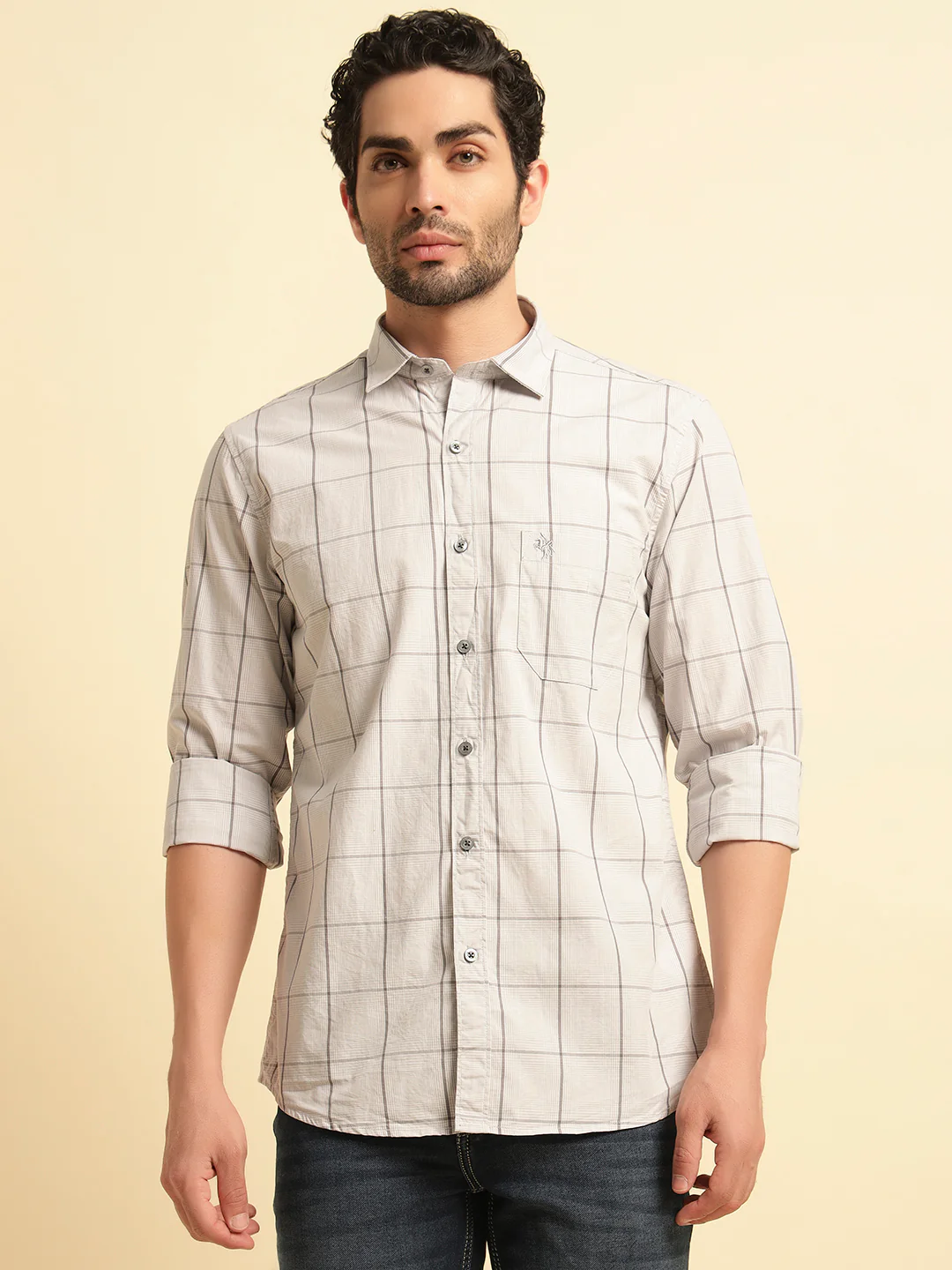 Casual Shirt for Men | Breathable & Soft with Color Fastness Regular Fit Spread Collar Neck Cotton Fabric Checkered Pattern - Image 2
