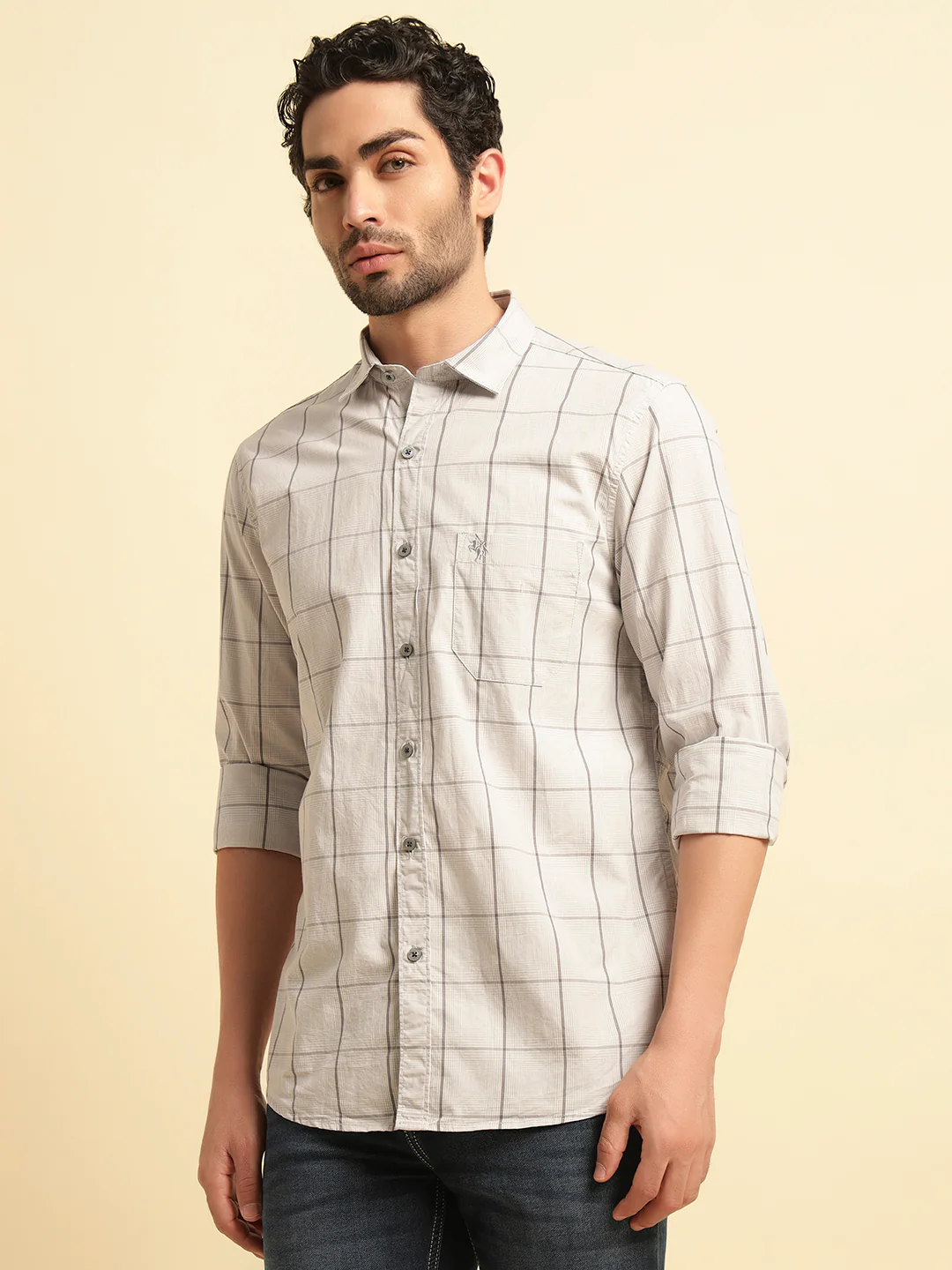 Casual Shirt for Men | Breathable & Soft with Color Fastness Regular Fit Spread Collar Neck Cotton Fabric Checkered Pattern - Image 4