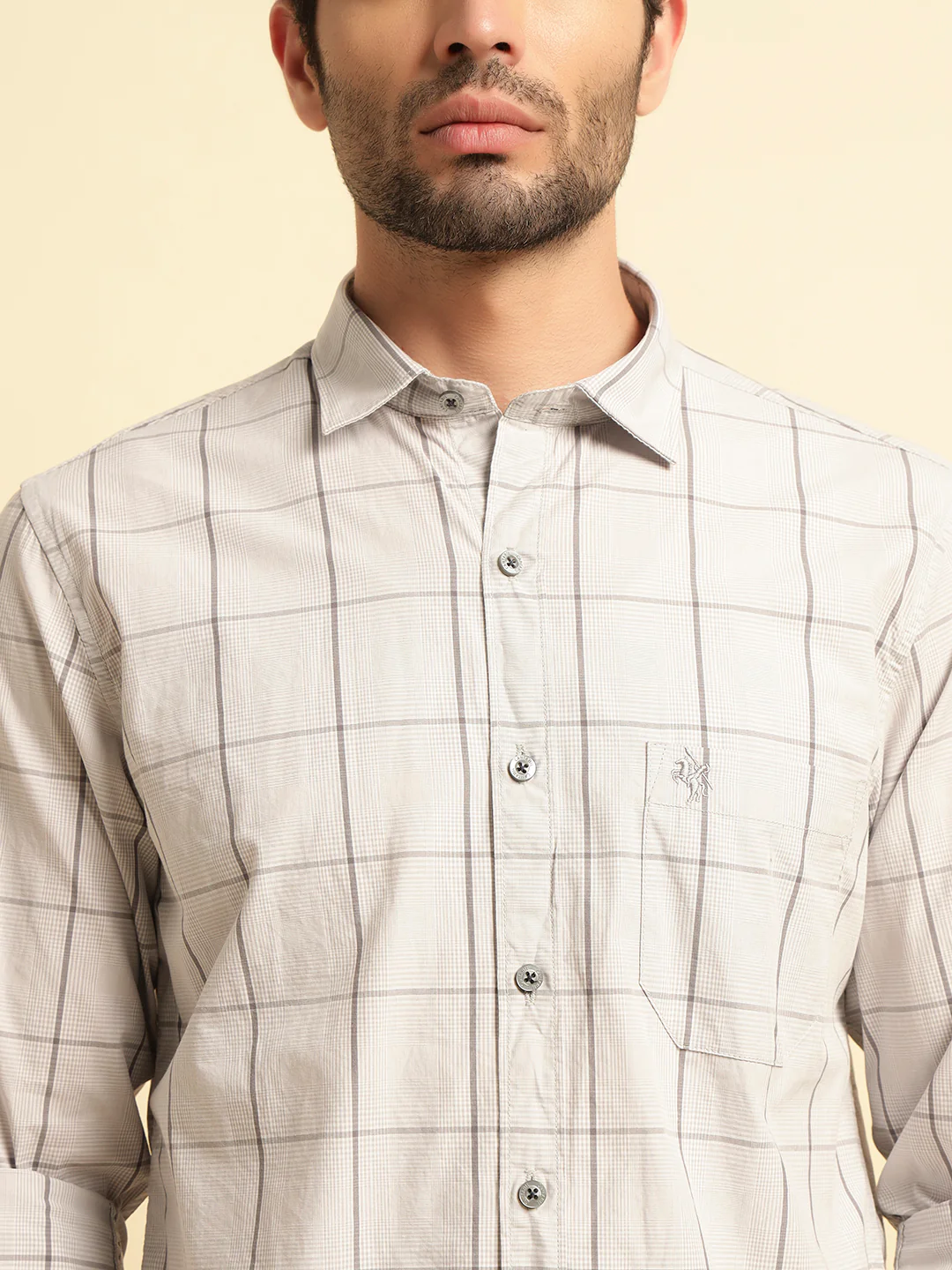 Casual Shirt for Men | Breathable & Soft with Color Fastness Regular Fit Spread Collar Neck Cotton Fabric Checkered Pattern - Image 6