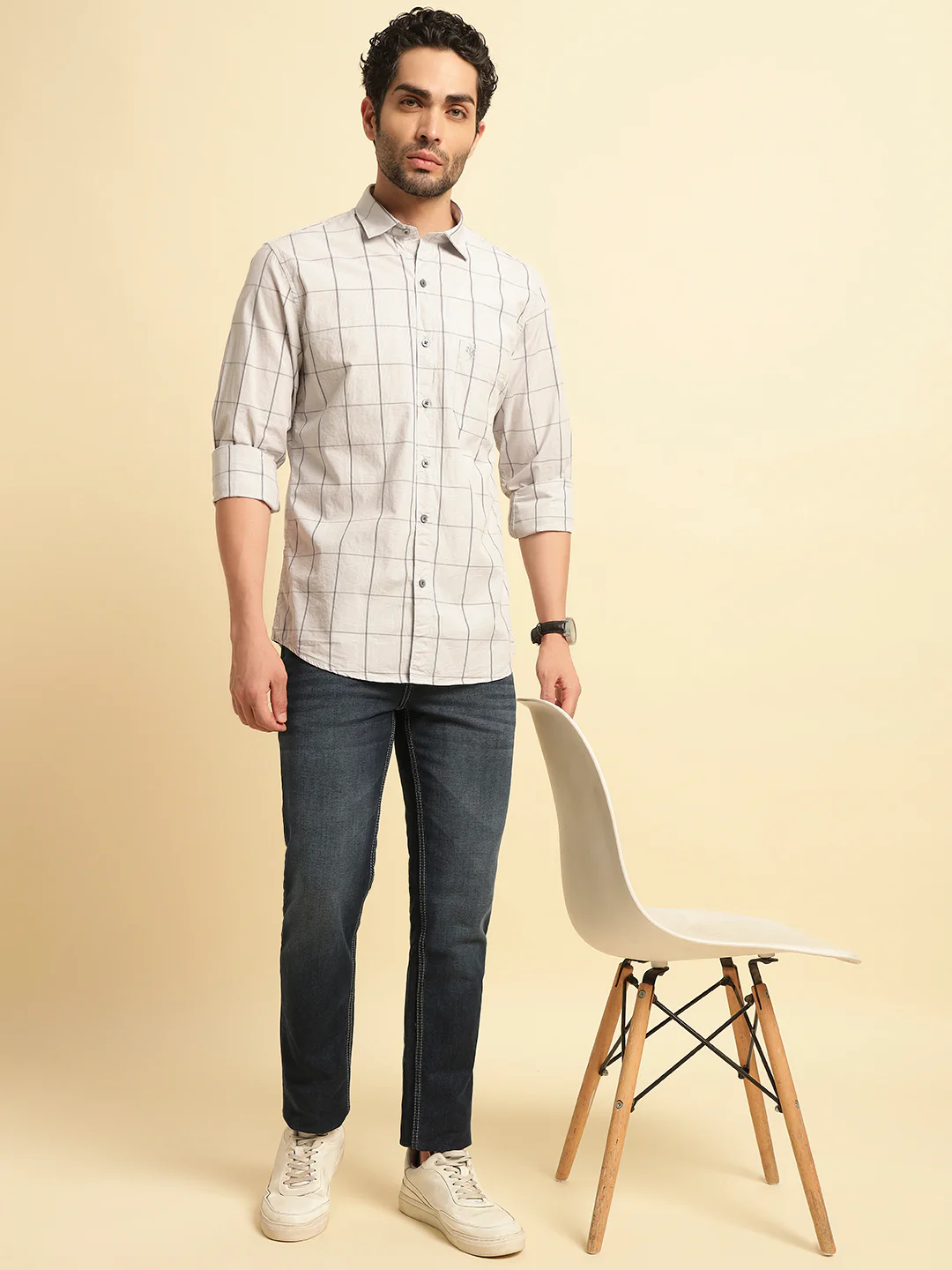 Casual Shirt for Men | Breathable & Soft with Color Fastness Regular Fit Spread Collar Neck Cotton Fabric Checkered Pattern - Image 8