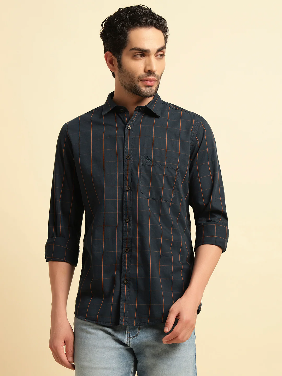 Casual Shirt for Men | Breathable & Soft with Color Fastness Regular Fit Spread Collar Neck Cotton Fabric Checkered Pattern - Image 2