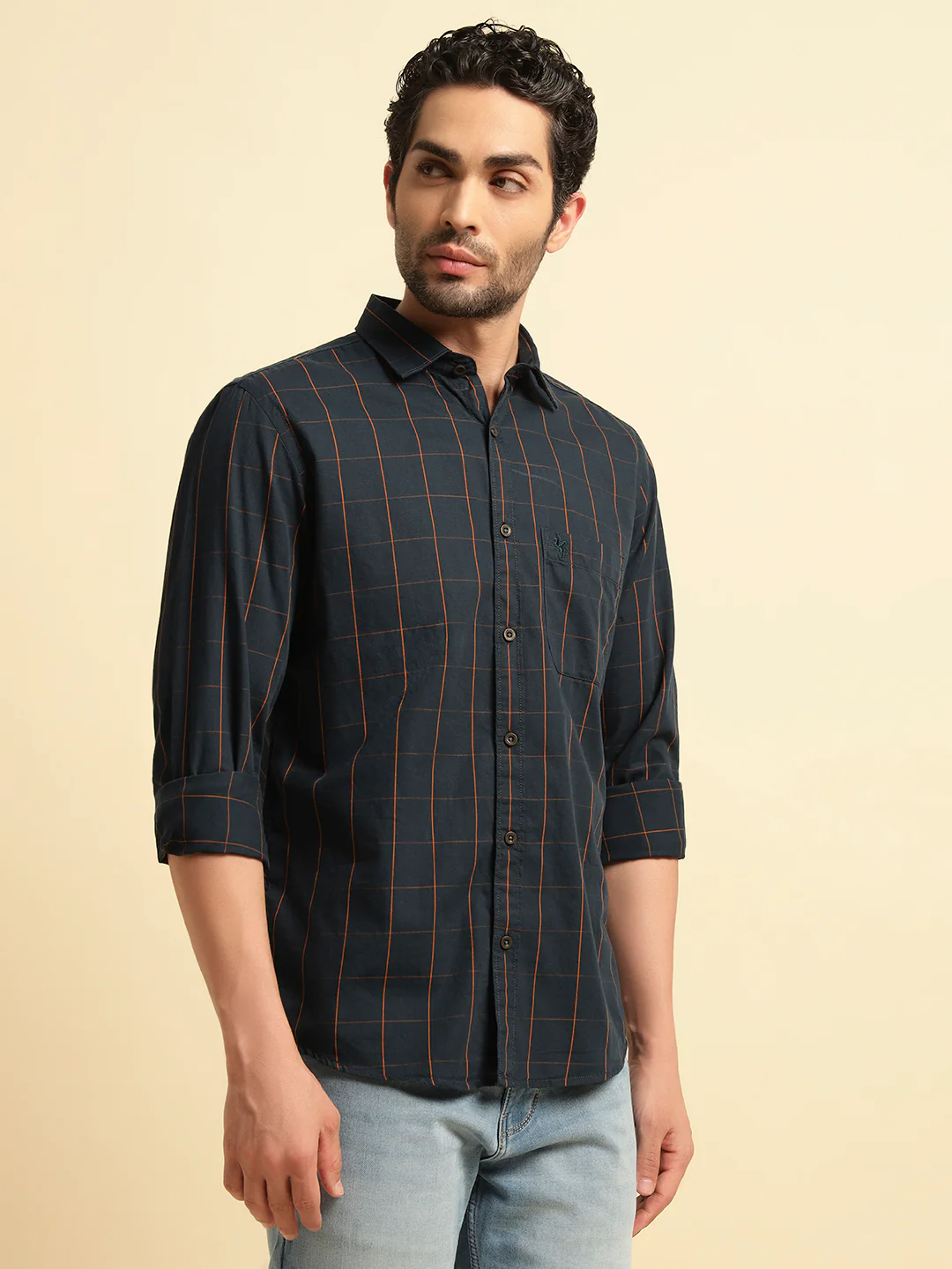 Casual Shirt for Men | Breathable & Soft with Color Fastness Regular Fit Spread Collar Neck Cotton Fabric Checkered Pattern - Image 3