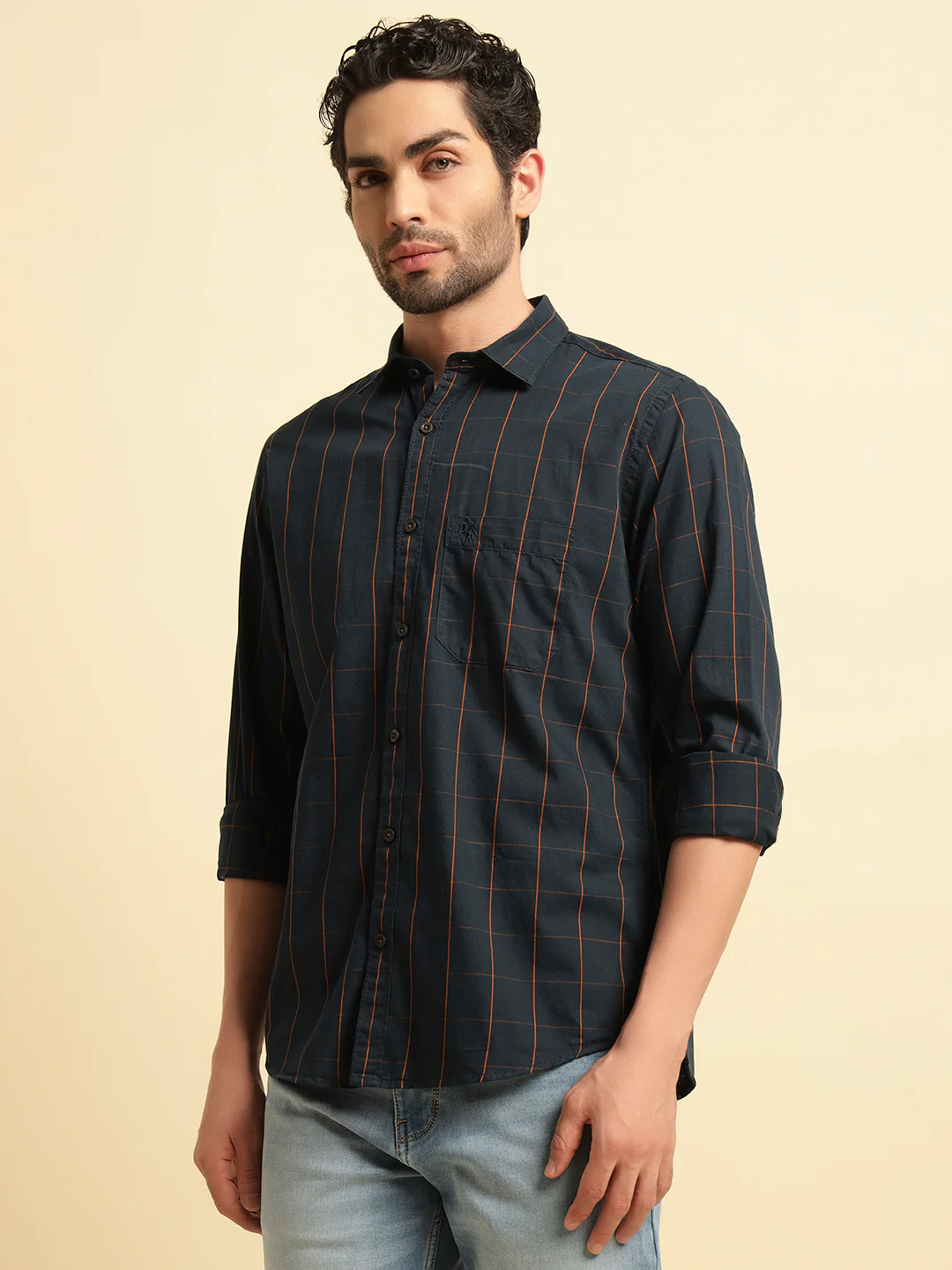 Casual Shirt for Men | Breathable & Soft with Color Fastness Regular Fit Spread Collar Neck Cotton Fabric Checkered Pattern - Image 4