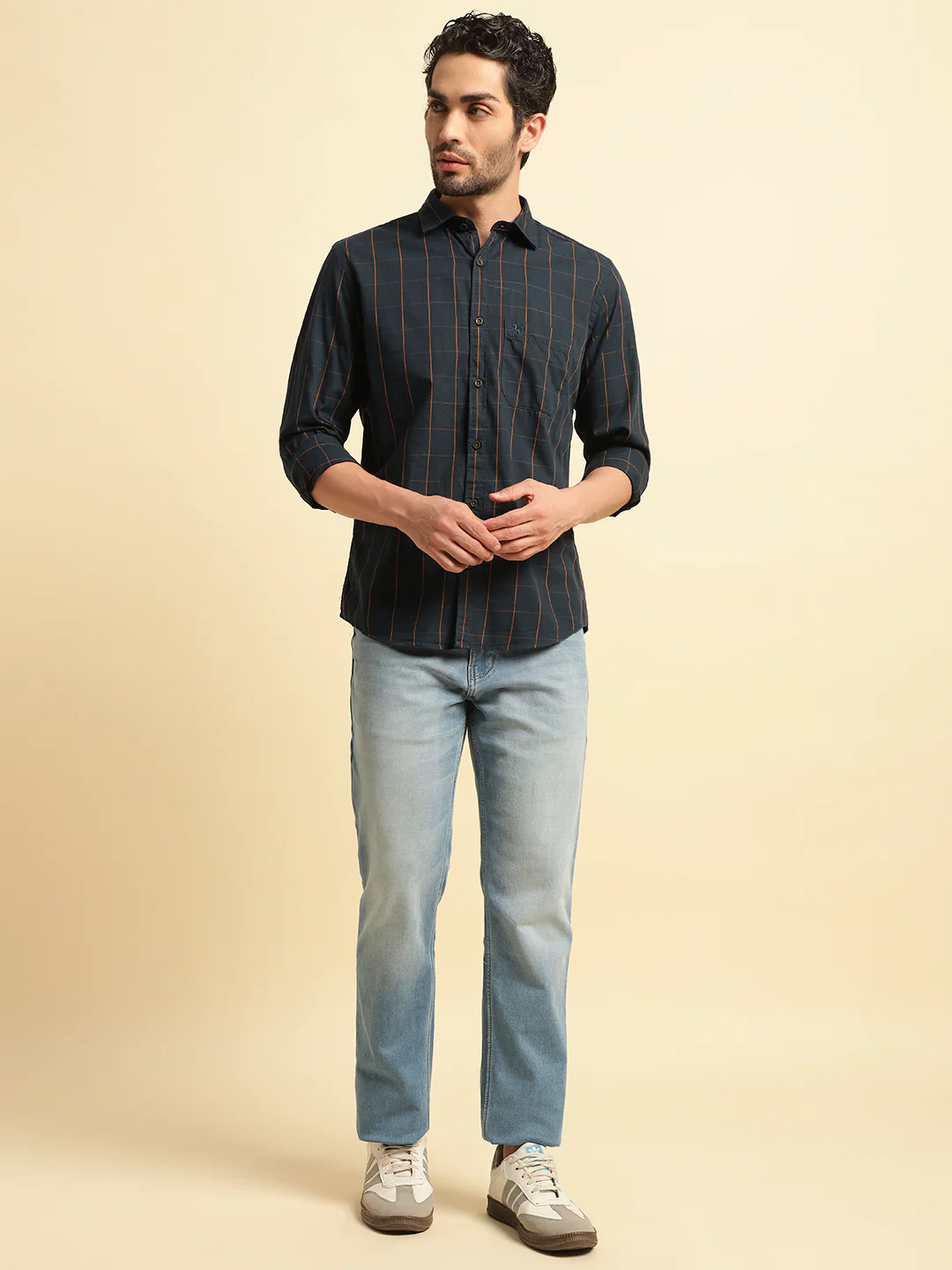 Casual Shirt for Men | Breathable & Soft with Color Fastness Regular Fit Spread Collar Neck Cotton Fabric Checkered Pattern - Image 5