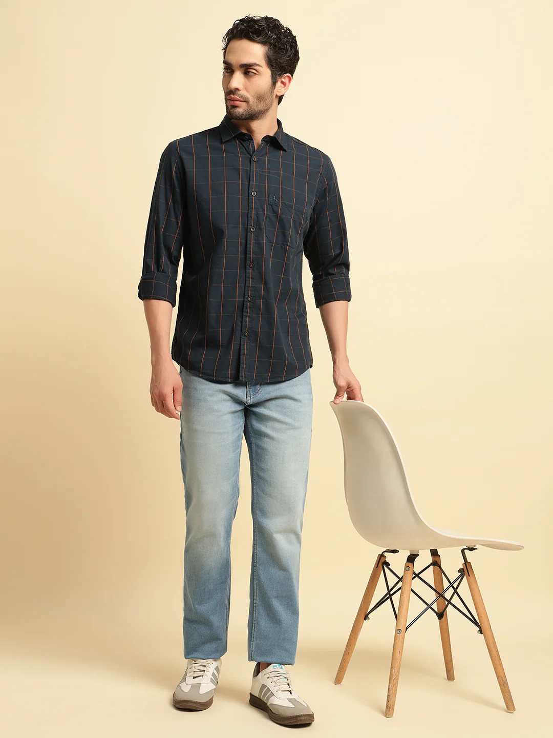Casual Shirt for Men | Breathable & Soft with Color Fastness Regular Fit Spread Collar Neck Cotton Fabric Checkered Pattern - Image 8