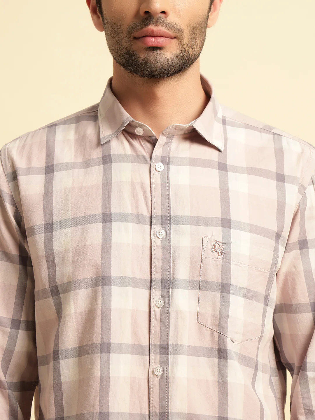 Casual Shirt for Men | Breathable & Soft with Color Fastness Regular Fit Spread Collar Neck Cotton Fabric Checkered Pattern - Image 7