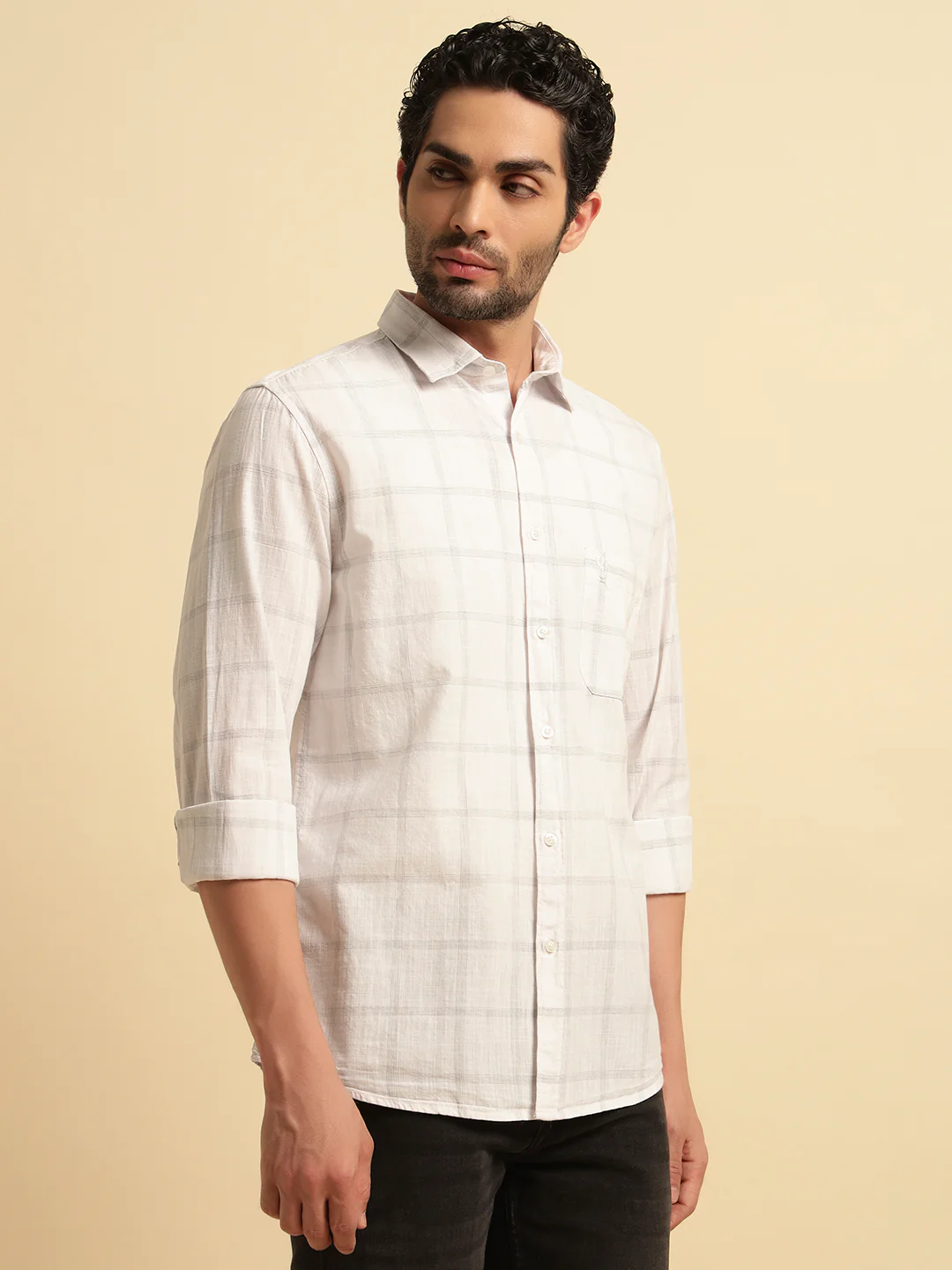 Casual Shirt for Men | Breathable & Soft with Color Fastness Regular Fit Spread Collar Neck Cotton Fabric Checkered Pattern - Image 3