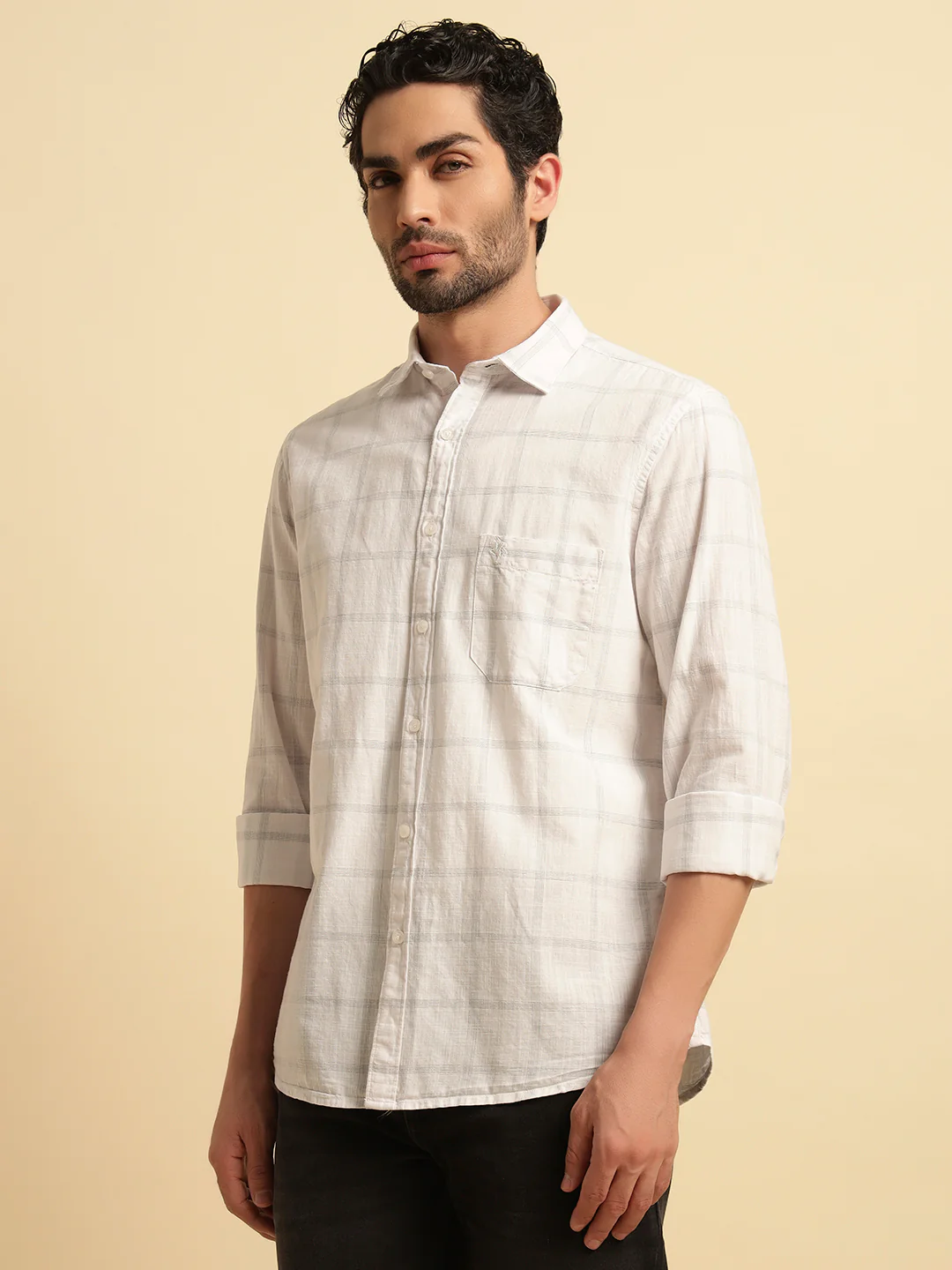 Casual Shirt for Men | Breathable & Soft with Color Fastness Regular Fit Spread Collar Neck Cotton Fabric Checkered Pattern - Image 4