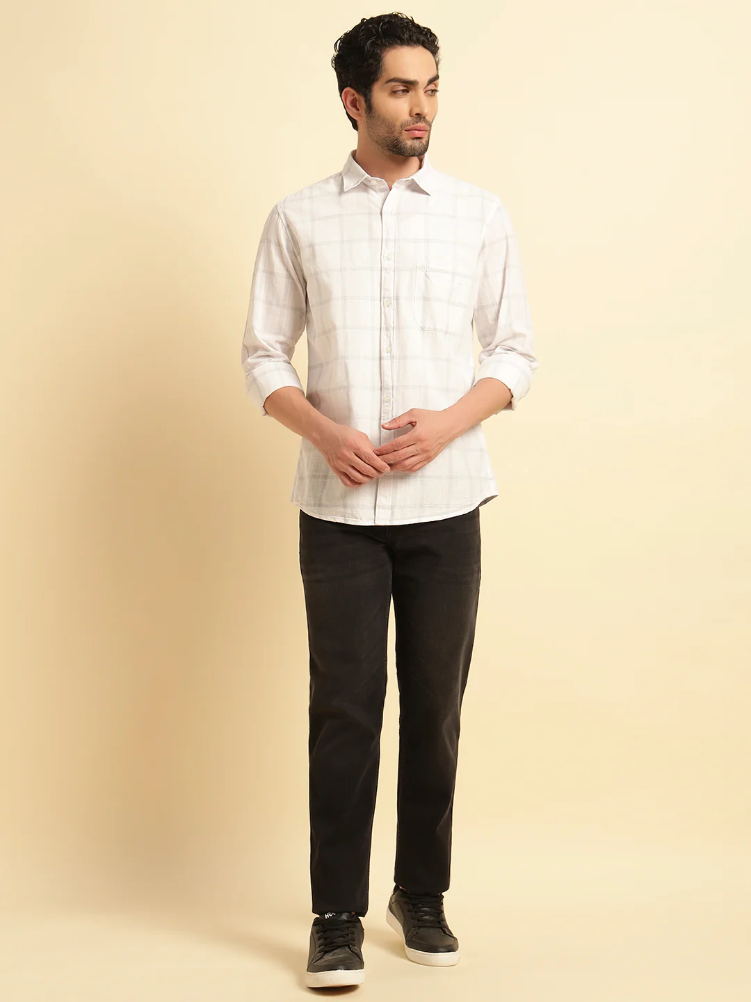 Casual Shirt for Men | Breathable & Soft with Color Fastness Regular Fit Spread Collar Neck Cotton Fabric Checkered Pattern - Image 5