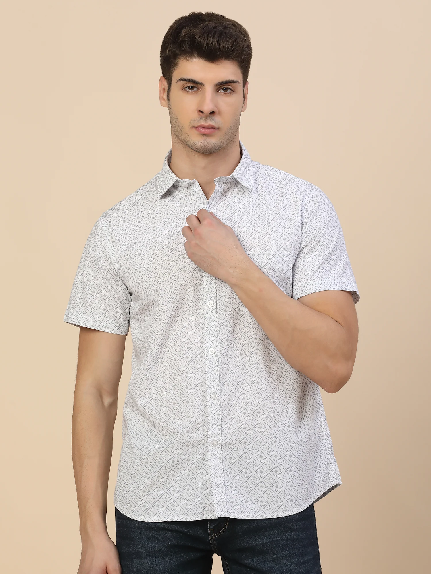Casual Shirt for Men | Breathable & Soft with Color Fastness Regular Fit Spread Collar Neck Cotton Fabric Printed Pattern - Image 2