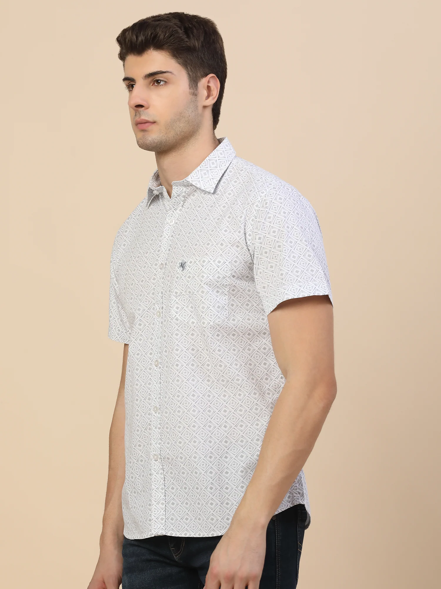 Casual Shirt for Men | Breathable & Soft with Color Fastness Regular Fit Spread Collar Neck Cotton Fabric Printed Pattern - Image 3
