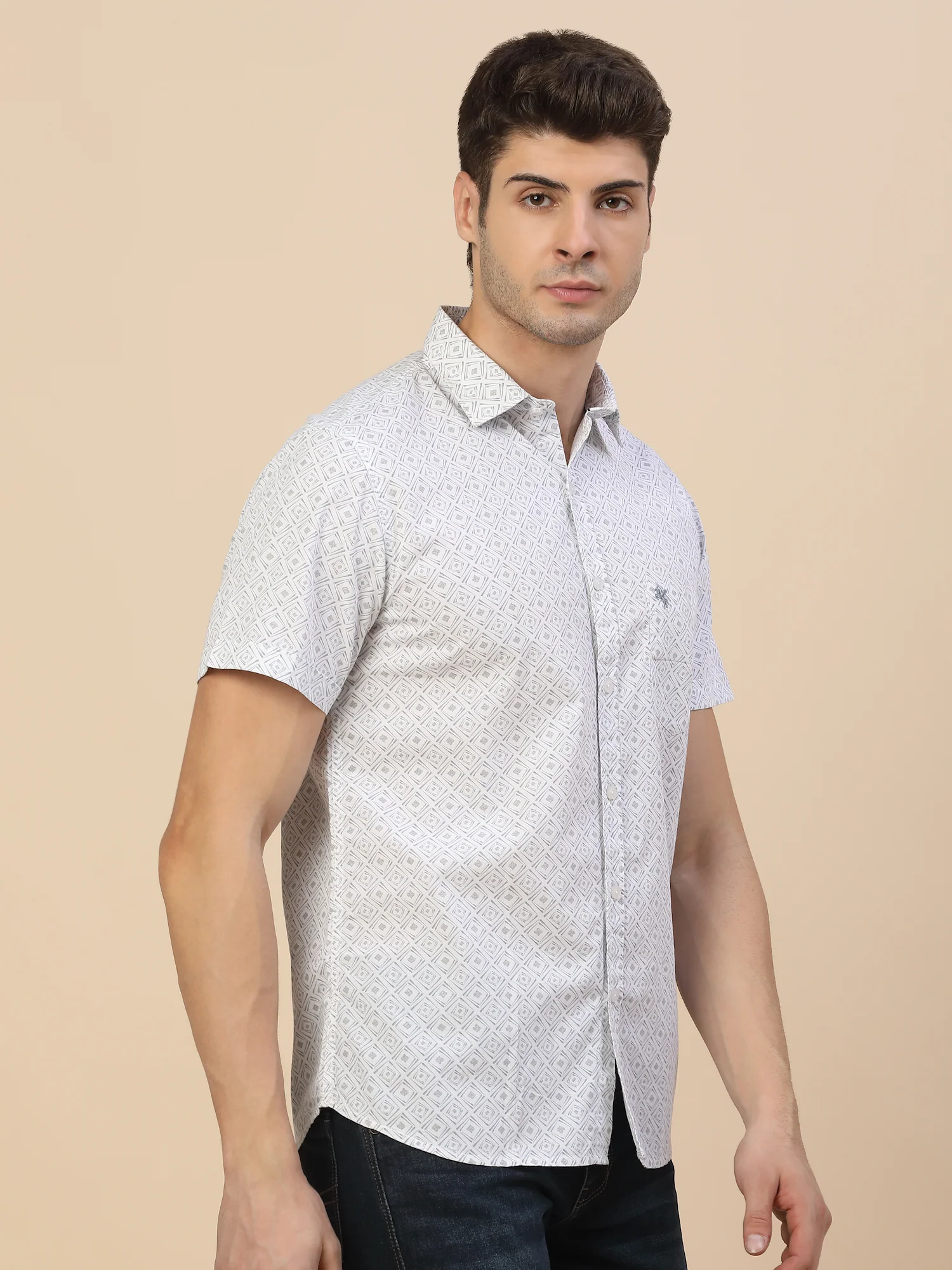 Casual Shirt for Men | Breathable & Soft with Color Fastness Regular Fit Spread Collar Neck Cotton Fabric Printed Pattern - Image 4