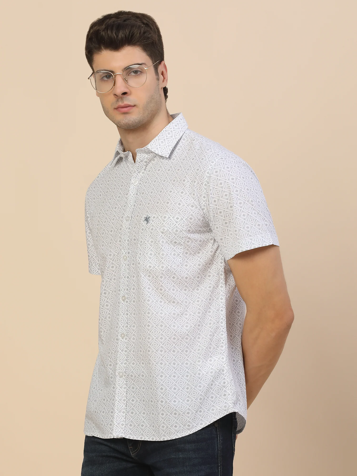 Casual Shirt for Men | Breathable & Soft with Color Fastness Regular Fit Spread Collar Neck Cotton Fabric Printed Pattern - Image 6