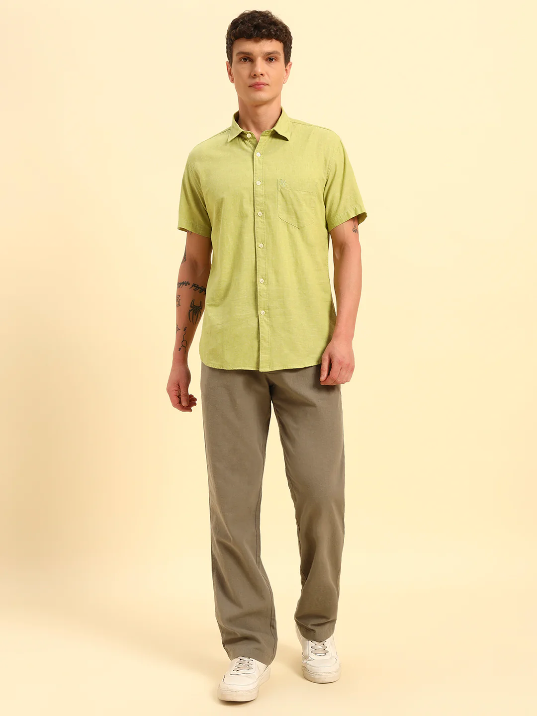 Casual Shirt for Men | Breathable & Soft with Color Fastness Regular Fit Spread Collar Neck Cotton Fabric Solid Pattern - Image 2