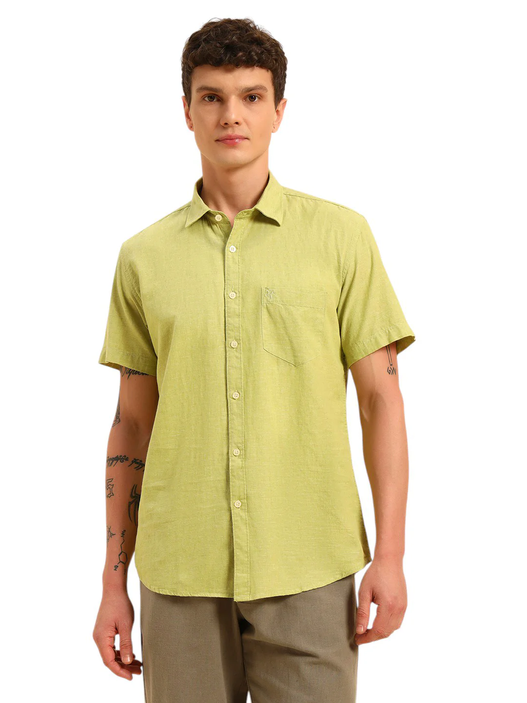 Casual Shirt for Men | Breathable & Soft with Color Fastness Regular Fit Spread Collar Neck Cotton Fabric Solid Pattern - Image 3