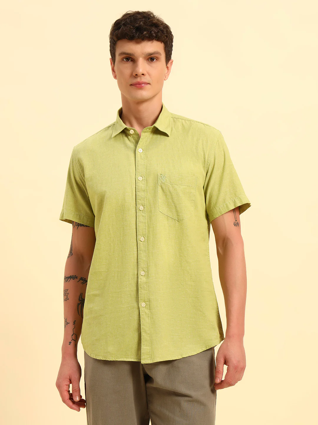 Casual Shirt for Men | Breathable & Soft with Color Fastness Regular Fit Spread Collar Neck Cotton Fabric Solid Pattern - Image 4