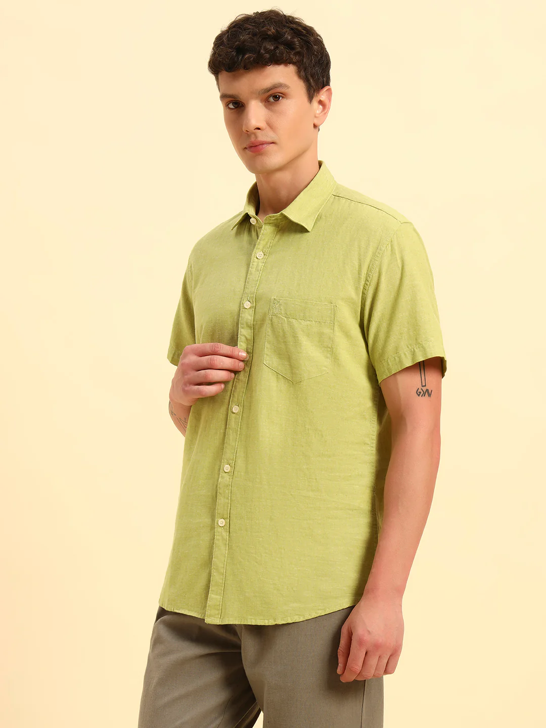 Casual Shirt for Men | Breathable & Soft with Color Fastness Regular Fit Spread Collar Neck Cotton Fabric Solid Pattern - Image 5