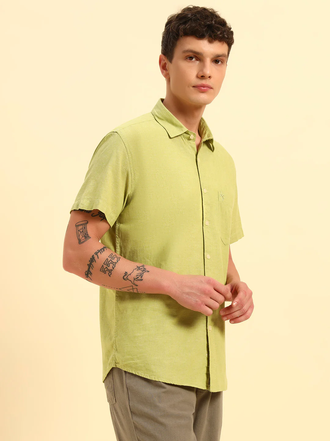 Casual Shirt for Men | Breathable & Soft with Color Fastness Regular Fit Spread Collar Neck Cotton Fabric Solid Pattern - Image 6