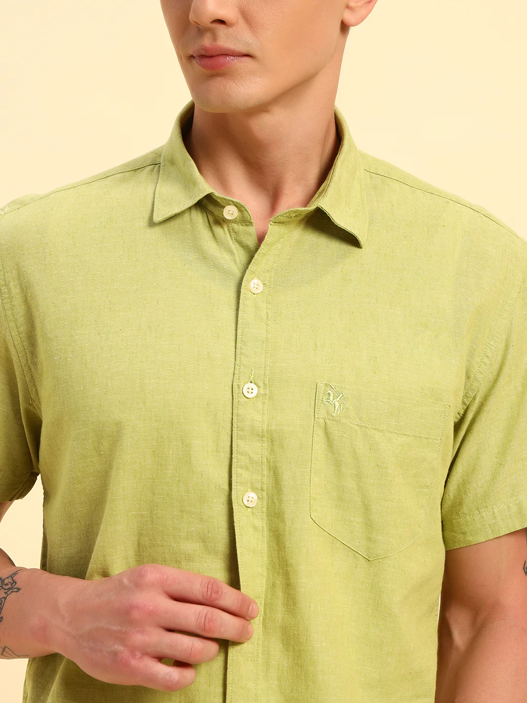 Casual Shirt for Men | Breathable & Soft with Color Fastness Regular Fit Spread Collar Neck Cotton Fabric Solid Pattern - Image 8