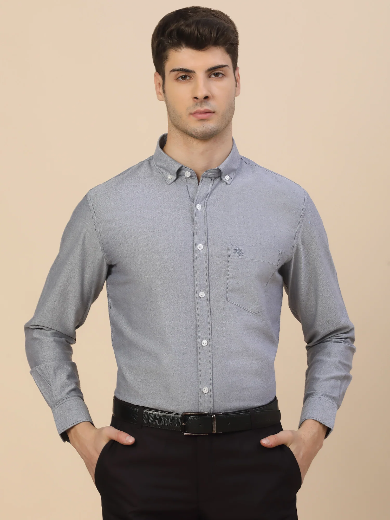 Casual Shirt for Men | Breathable & Soft with Color Fastness Regular Fit Spread Collar Neck Cotton Fabric Solid Pattern - Image 2