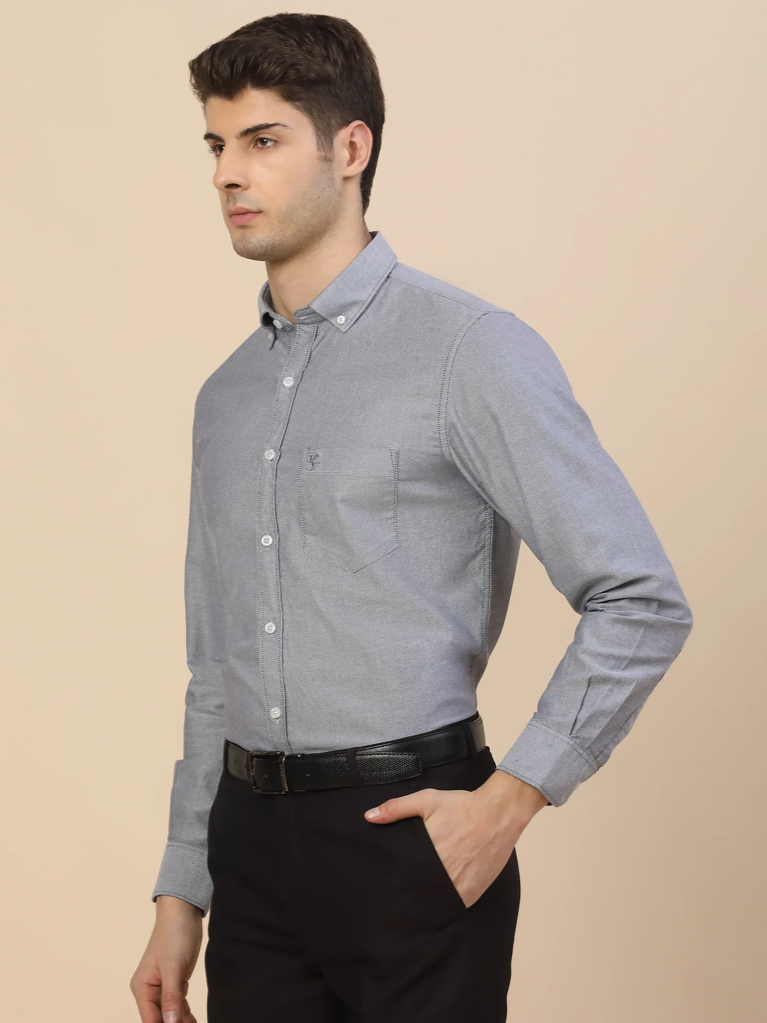 Casual Shirt for Men | Breathable & Soft with Color Fastness Regular Fit Spread Collar Neck Cotton Fabric Solid Pattern - Image 3
