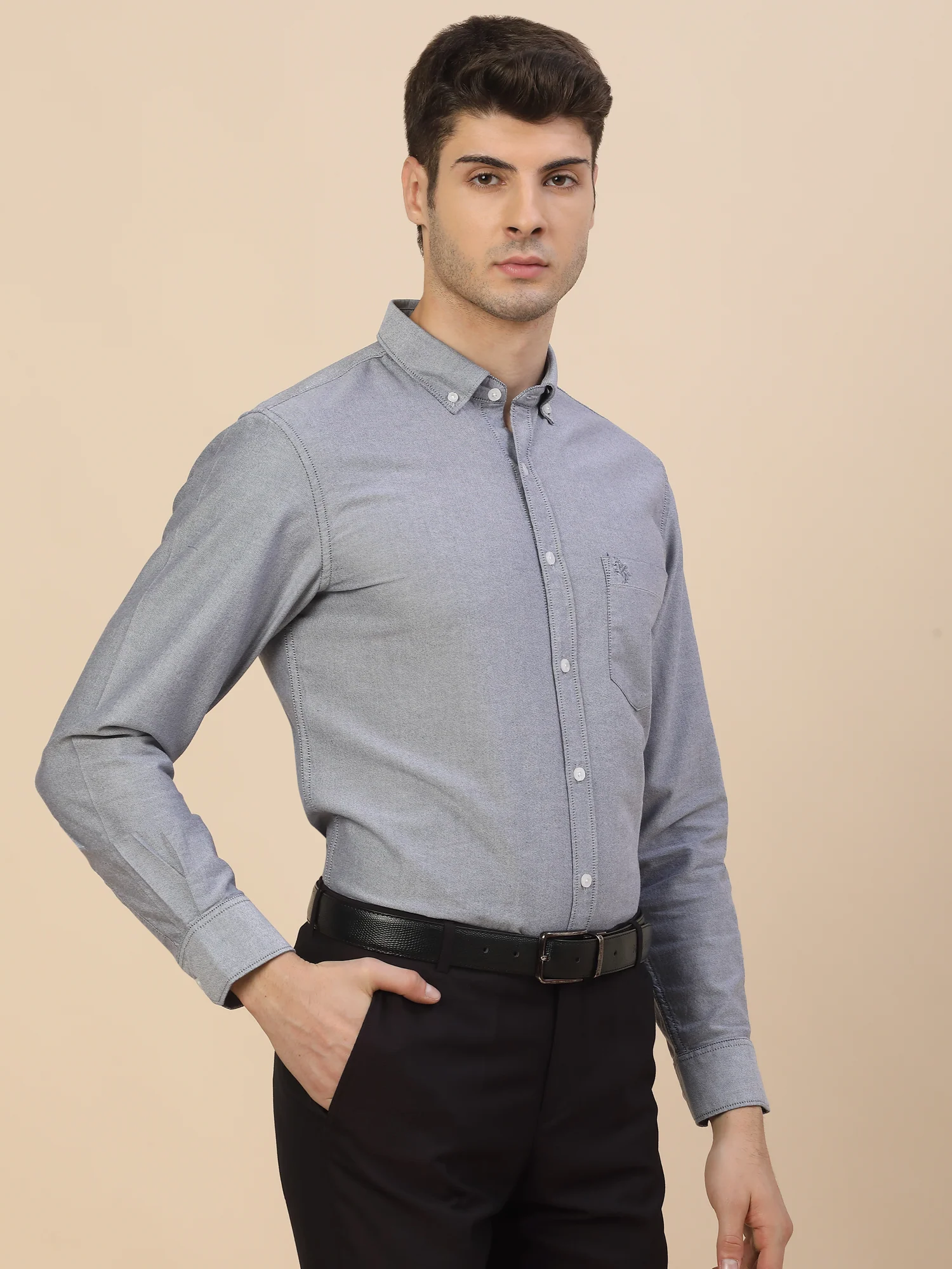 Casual Shirt for Men | Breathable & Soft with Color Fastness Regular Fit Spread Collar Neck Cotton Fabric Solid Pattern - Image 4