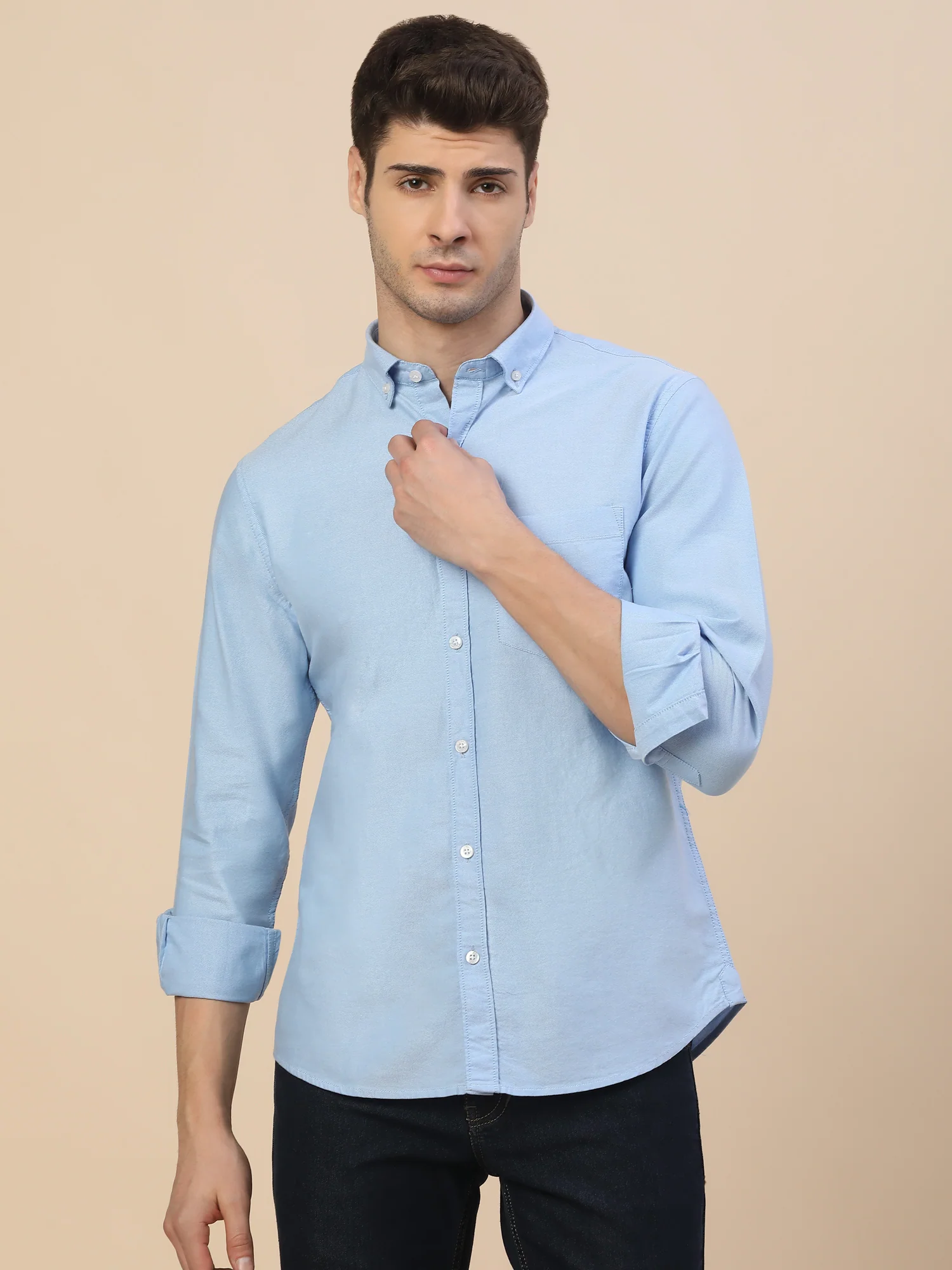 Casual Shirt for Men | Breathable & Soft with Color Fastness Regular Fit Spread Collar Neck Cotton Fabric Solid Pattern - Image 2