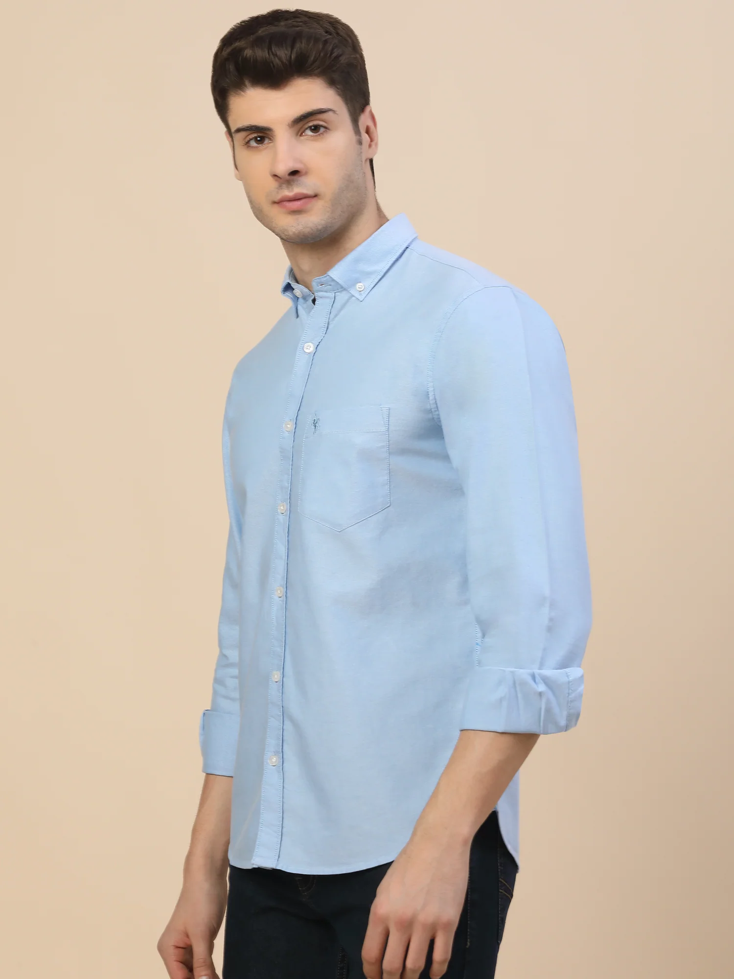 Casual Shirt for Men | Breathable & Soft with Color Fastness Regular Fit Spread Collar Neck Cotton Fabric Solid Pattern - Image 3