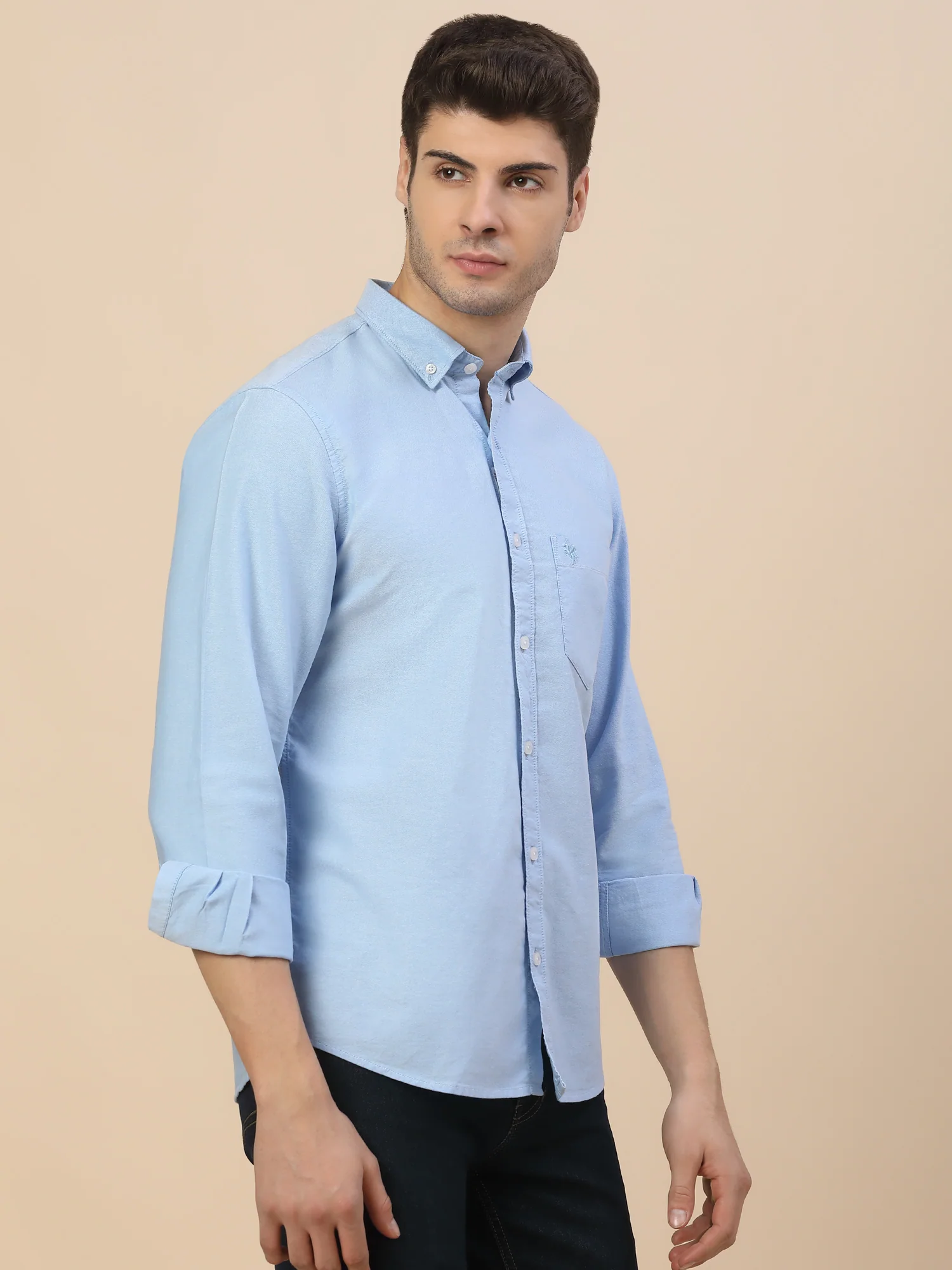 Casual Shirt for Men | Breathable & Soft with Color Fastness Regular Fit Spread Collar Neck Cotton Fabric Solid Pattern - Image 4