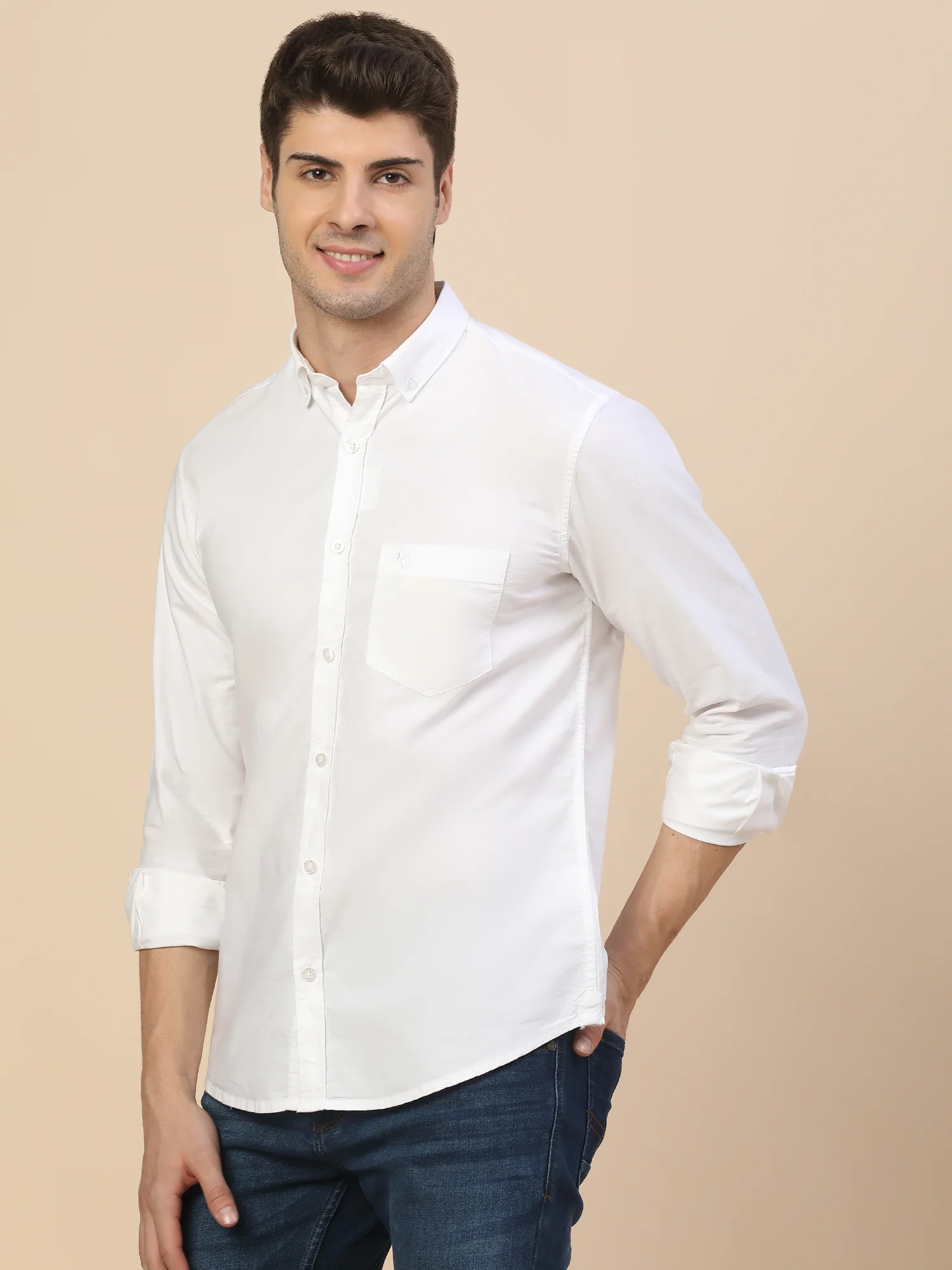 Casual Shirt for Men | Breathable & Soft with Color Fastness Regular Fit Spread Collar Neck Cotton Fabric Solid Pattern - Image 4