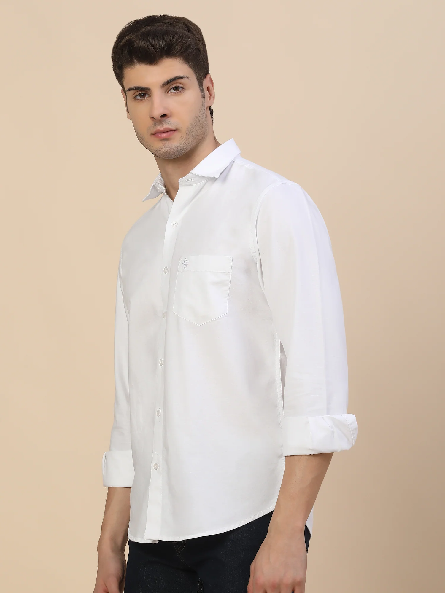 Casual Shirt for Men | Breathable & Soft with Color Fastness Regular Fit Spread Collar Neck Cotton Fabric Solid Pattern - Image 3
