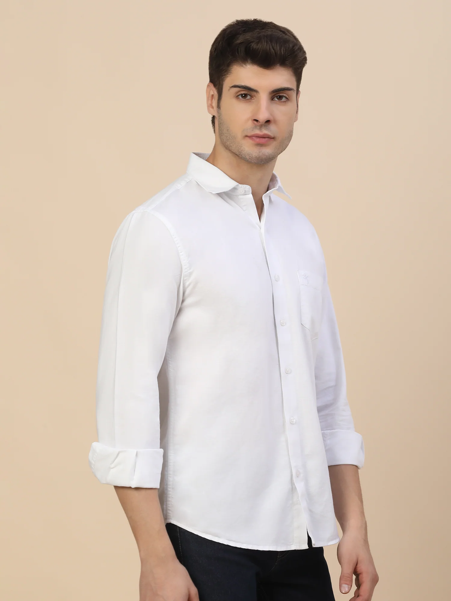 Casual Shirt for Men | Breathable & Soft with Color Fastness Regular Fit Spread Collar Neck Cotton Fabric Solid Pattern - Image 4