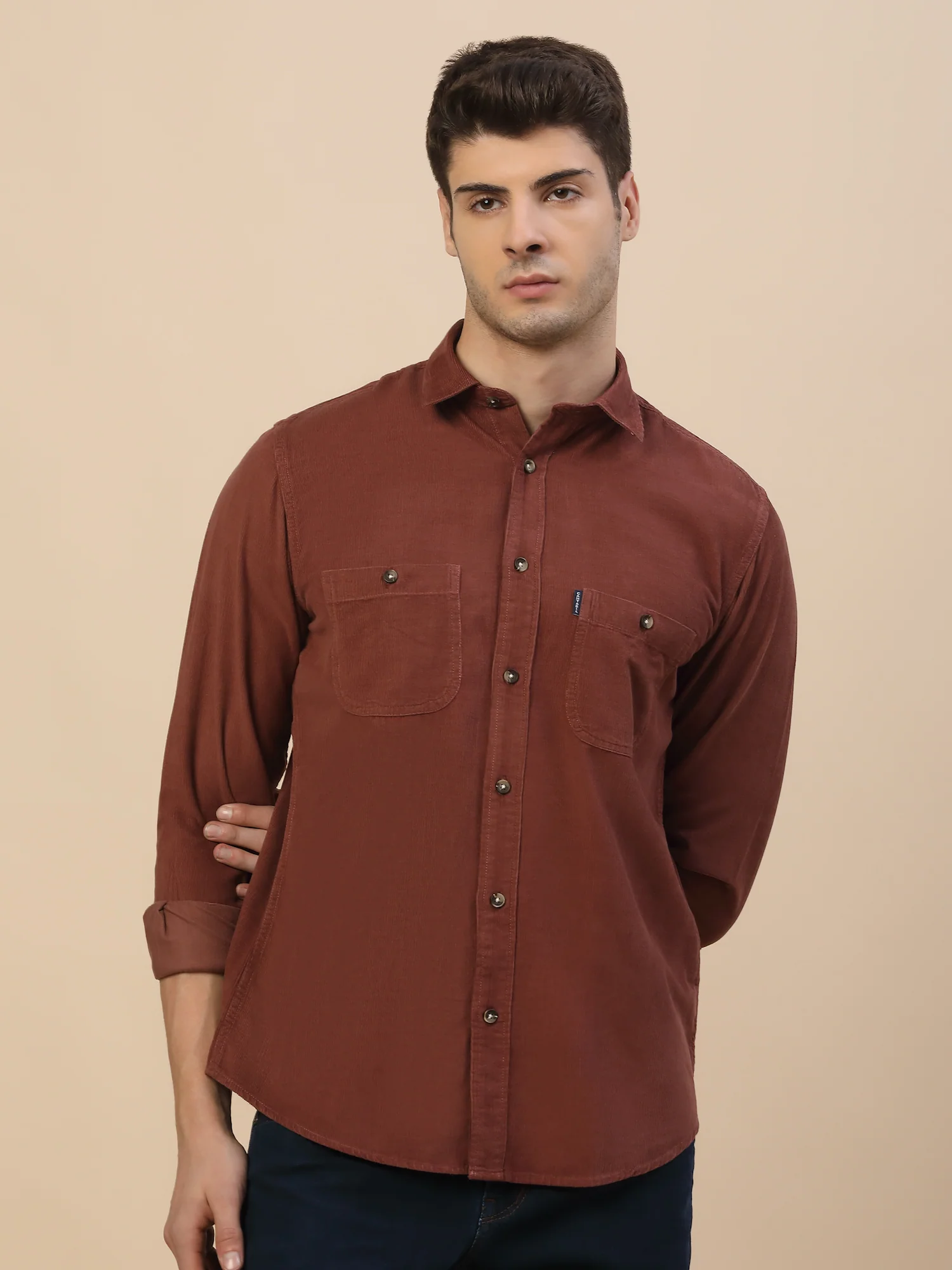 Casual Shirt for Men | Breathable & Soft with Color Fastness Regular Fit Spread Collar Neck Cotton Fabric Solid Pattern - Image 2