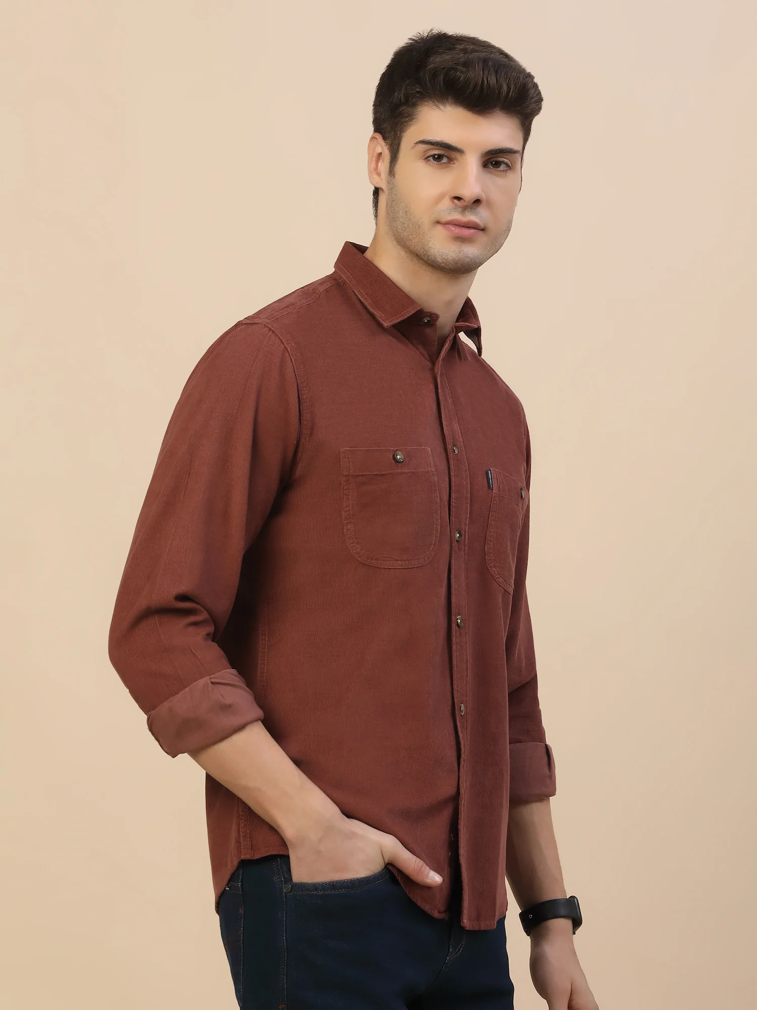 Casual Shirt for Men | Breathable & Soft with Color Fastness Regular Fit Spread Collar Neck Cotton Fabric Solid Pattern - Image 4