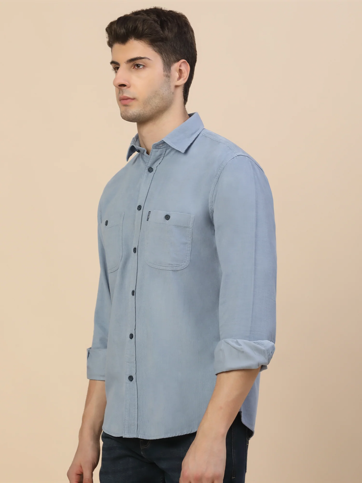 Casual Shirt for Men | Breathable & Soft with Color Fastness Regular Fit Spread Collar Neck Cotton Fabric Solid Pattern - Image 3