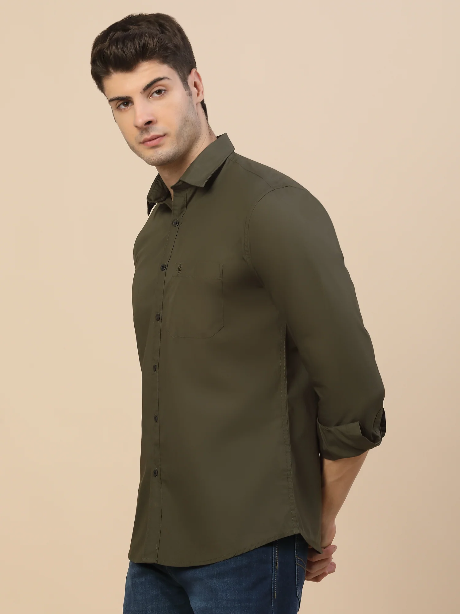 Casual Shirt for Men | Breathable & Soft with Color Fastness Regular Fit Spread Collar Neck Cotton Fabric Solid Pattern - Image 3