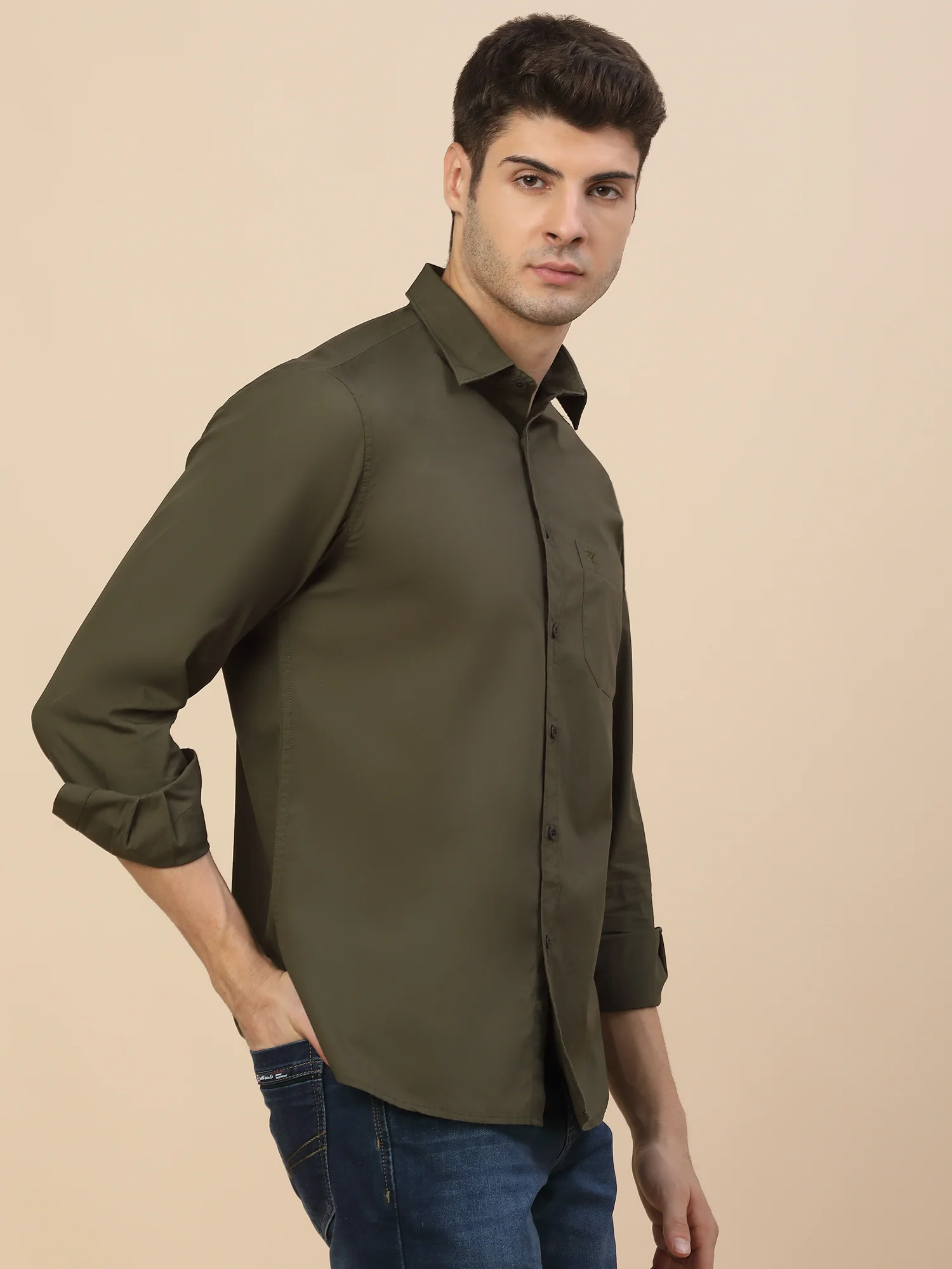 Casual Shirt for Men | Breathable & Soft with Color Fastness Regular Fit Spread Collar Neck Cotton Fabric Solid Pattern - Image 4