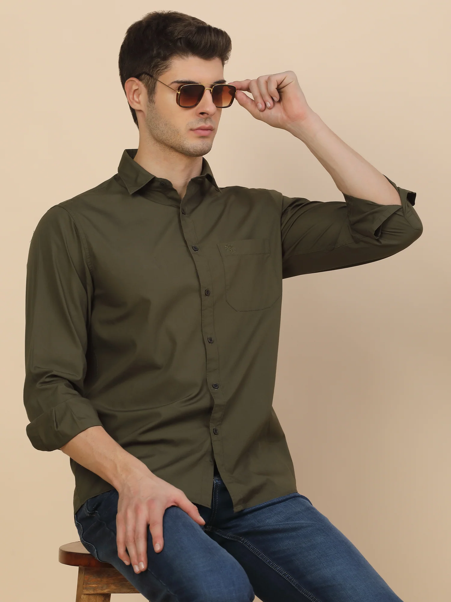 Casual Shirt for Men | Breathable & Soft with Color Fastness Regular Fit Spread Collar Neck Cotton Fabric Solid Pattern - Image 8