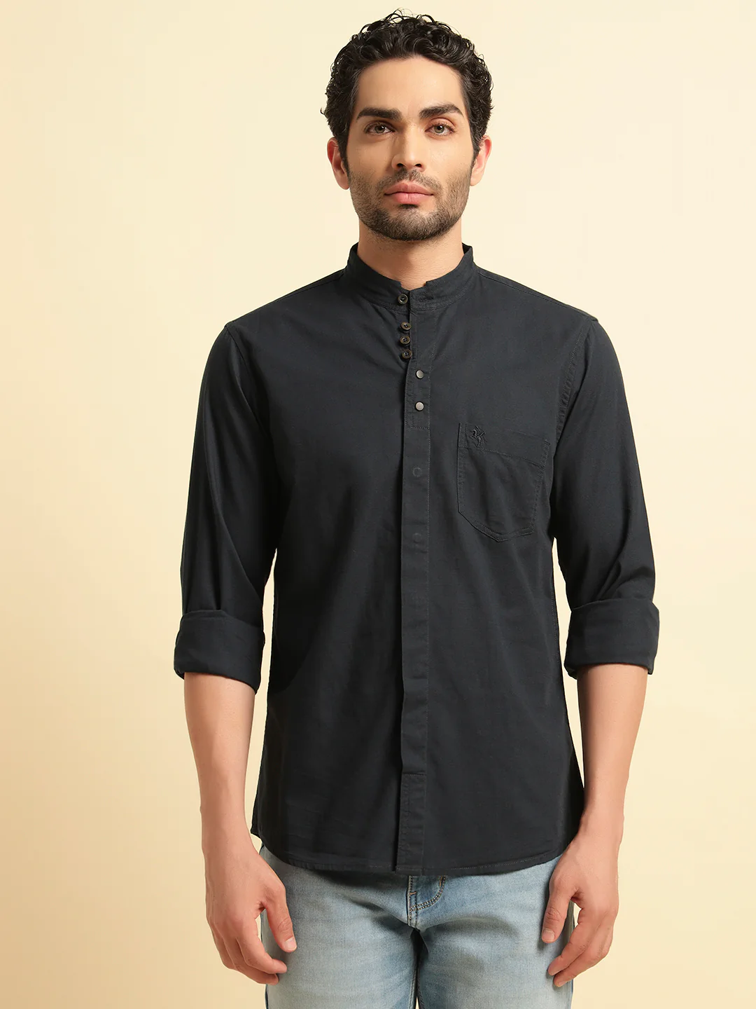 Casual Shirt for Men | Breathable & Soft with Color Fastness Regular Fit Spread Collar Neck Cotton Fabric Solid Pattern - Image 2