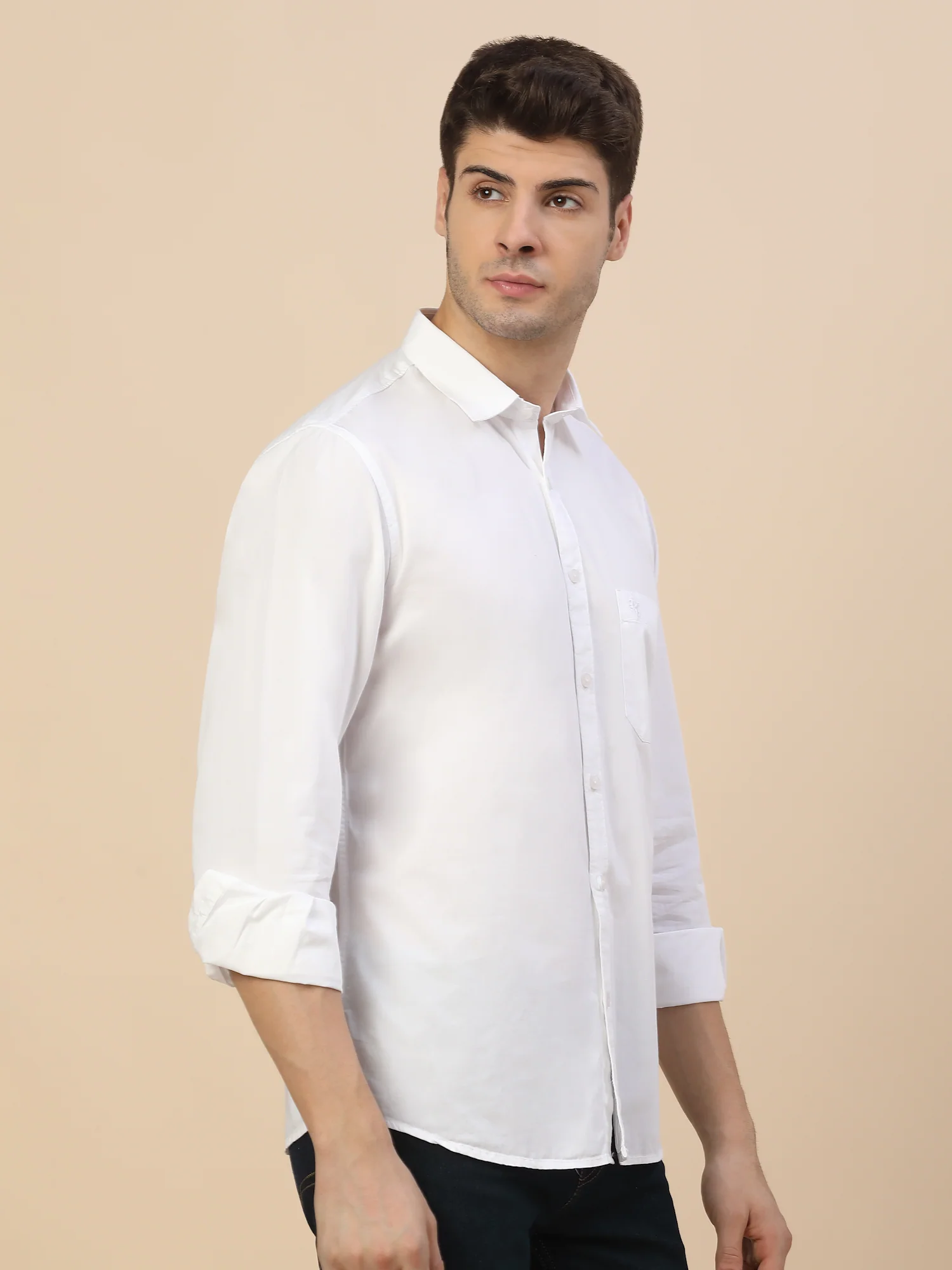 Casual Shirt for Men | Breathable & Soft with Color Fastness Regular Fit Spread Collar Neck Cotton Fabric Solid Pattern - Image 3