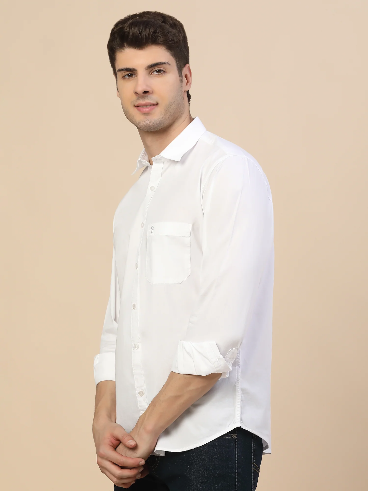 Casual Shirt for Men | Breathable & Soft with Color Fastness Regular Fit Spread Collar Neck Cotton Fabric Solid Pattern - Image 4